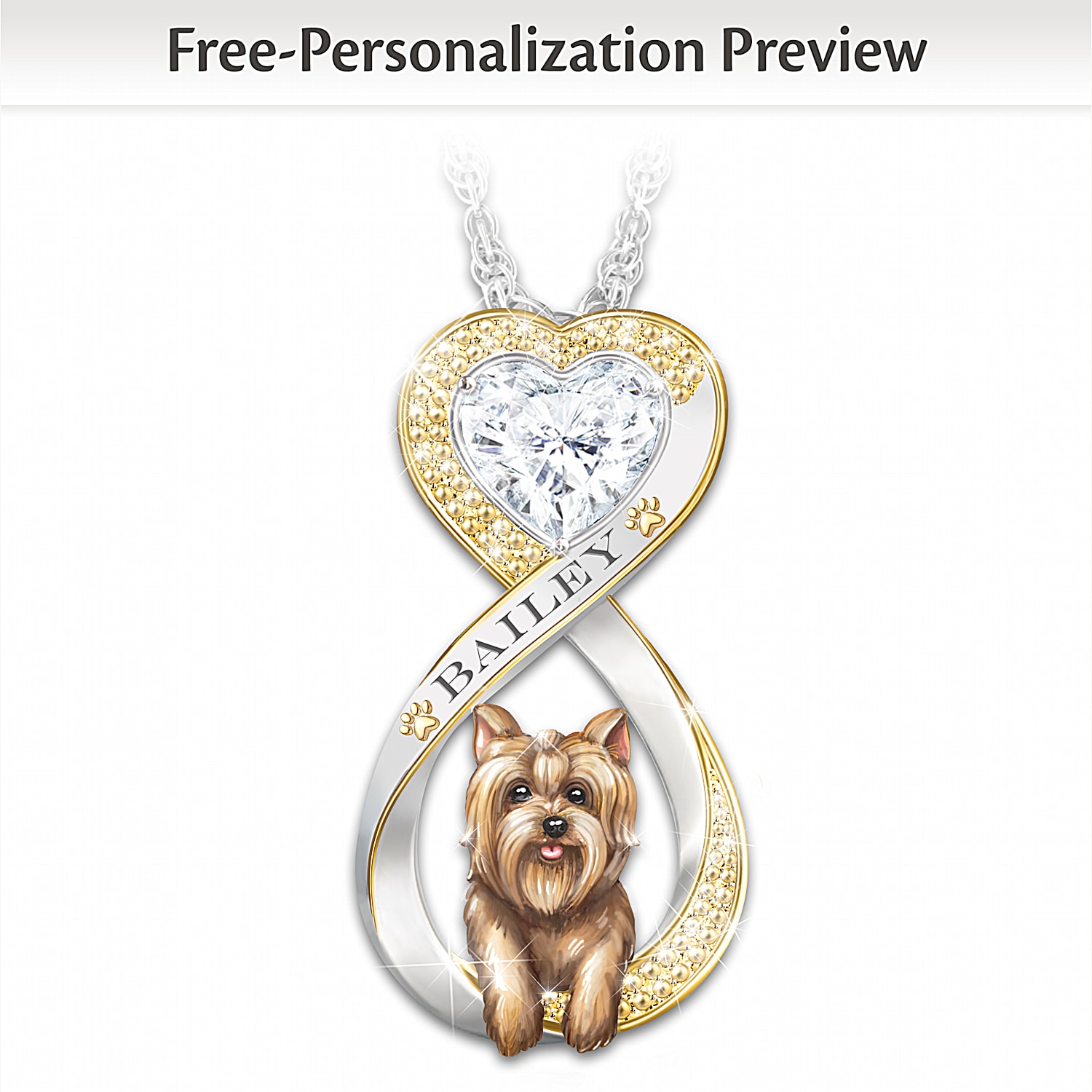 Always In My Heart Womens Personalized Sterling Silver Plated Pendant Necklace Featuring A Heart Shaped Simulated Diamond Adorned With 18K Gold Plated Accents