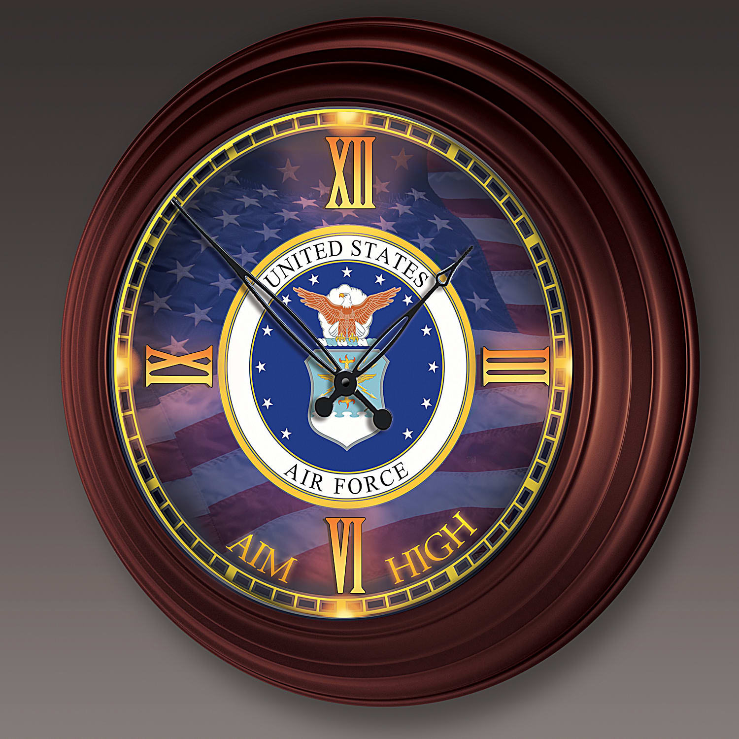 U.S. Air Force Outdoor Illuminated Atomic Wall Clock Featuring A