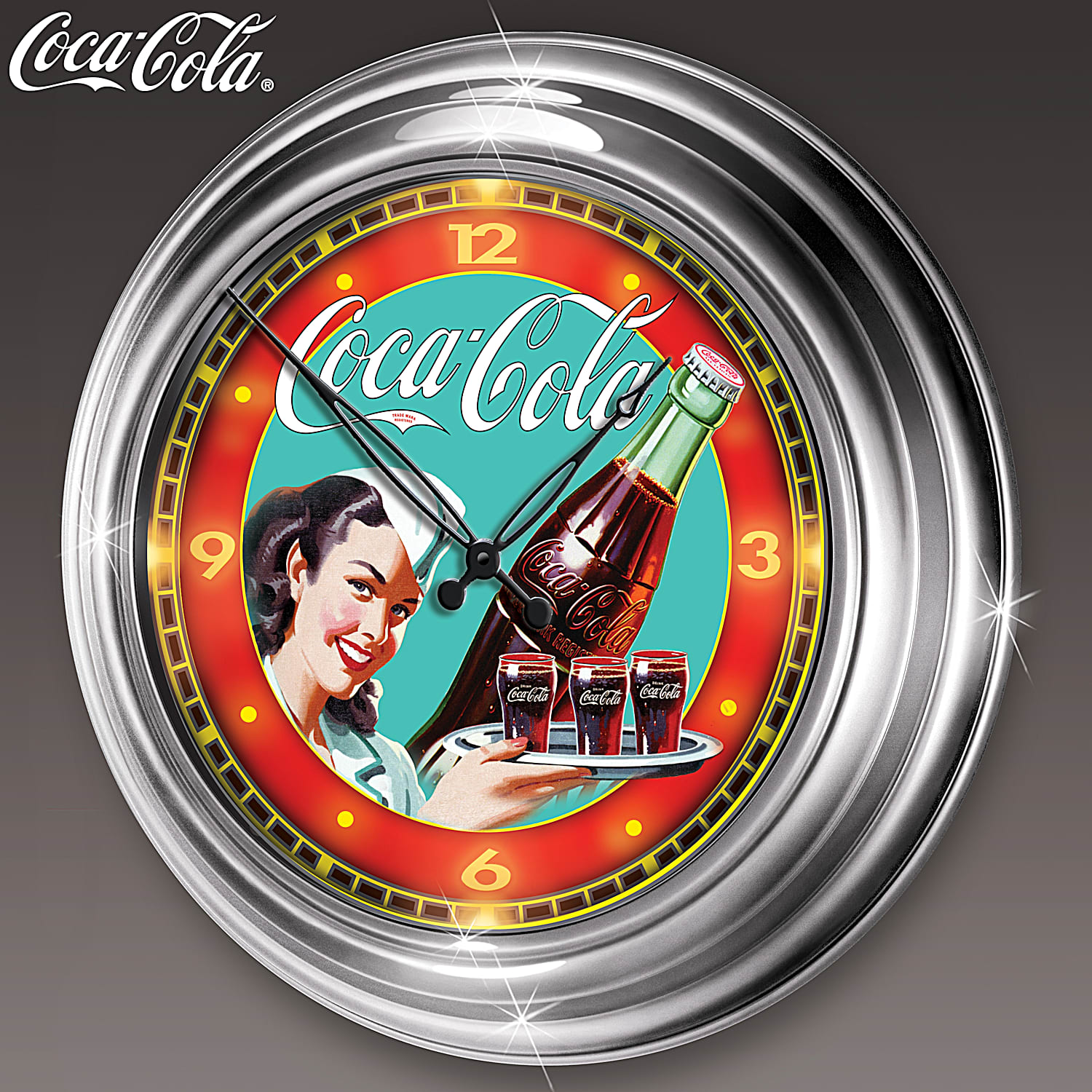 COCA-COLA Illuminated Self-Setting Atomic Wall Clock