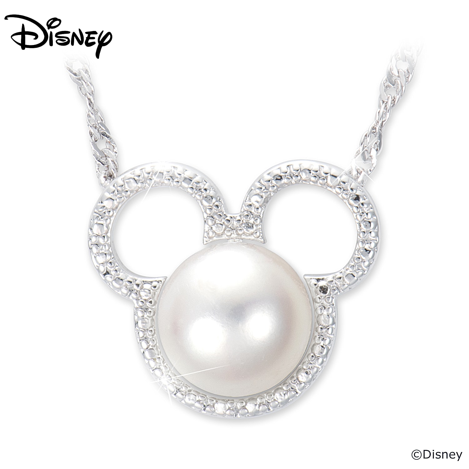 Disney Pearls Of Wisdom Sterling Silver Plated Pendant Necklace