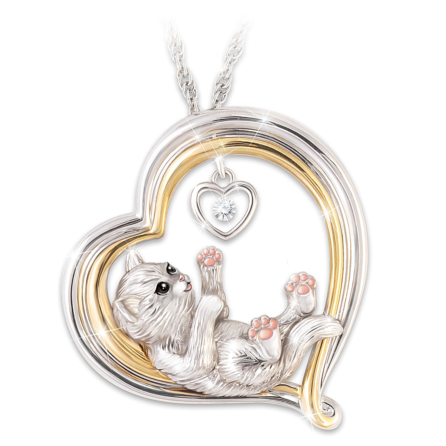 My Cat Fills My Heart With Love Heart Shaped Pendant Necklace