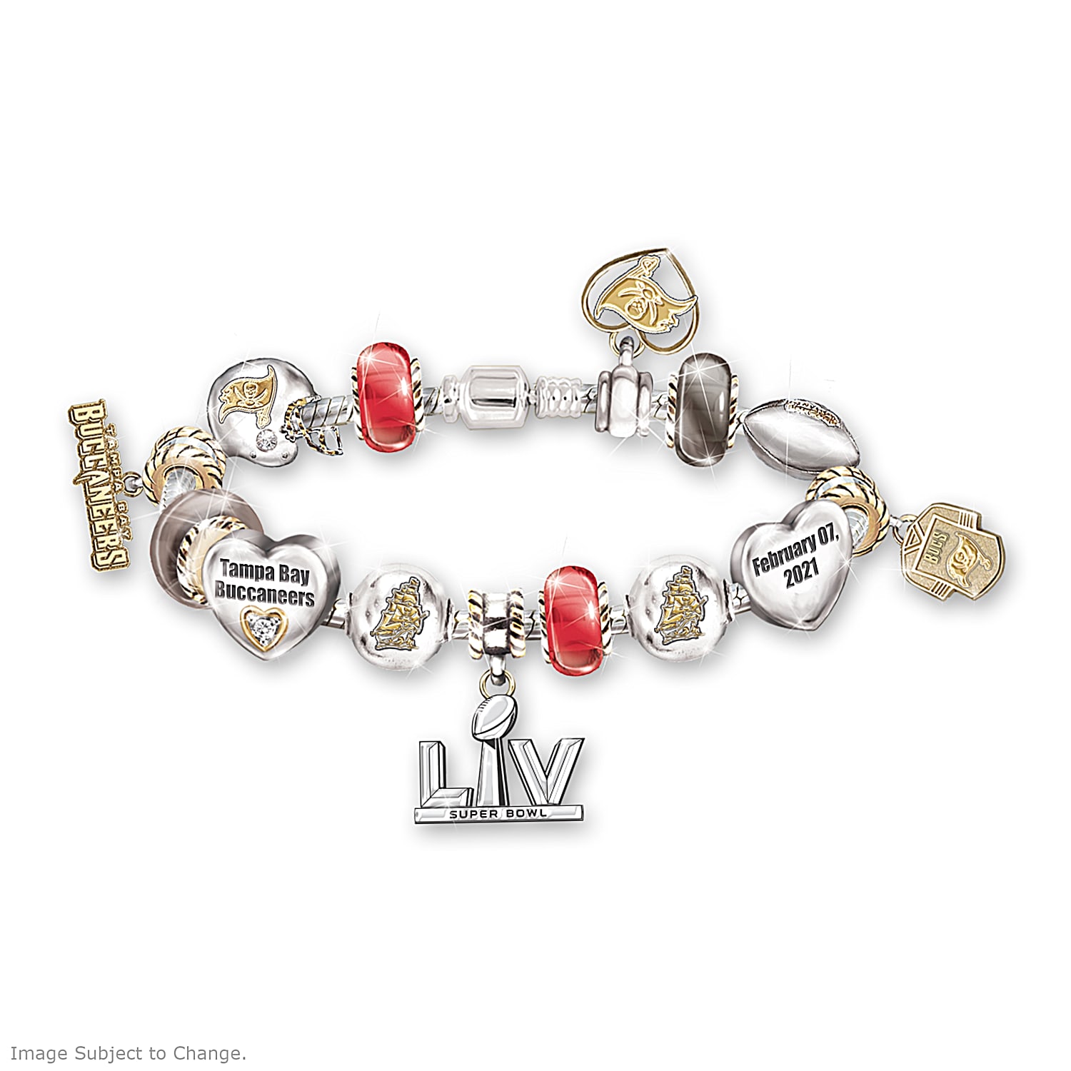 Go Tampa Bay Buccaneers 1 Fan Super Bowl Womens NFL Charm Bracelet