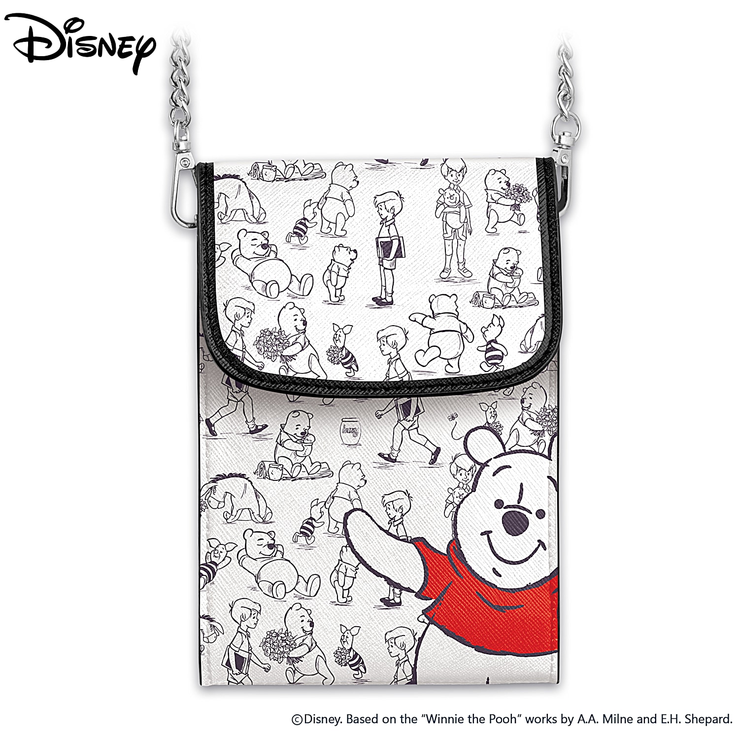 Loungefly Disney Winnie The Pooh Line Drawing Crossbody Bag Purse:  Handbags