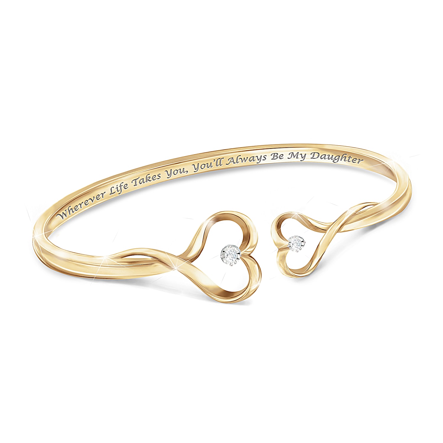 Always My Daughter 18K Gold Plated Bracelet Featuring An Open