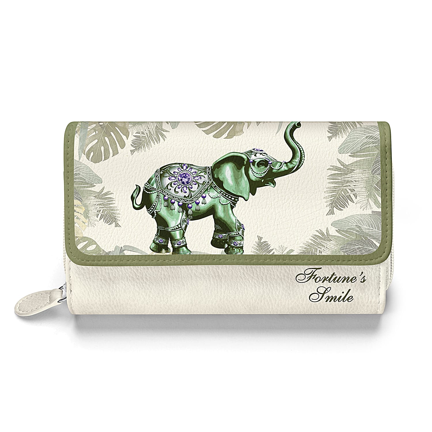 Fortunes Smile Womens Faux Leather Wallet Featuring Elephant Fortunes Smile Womens Faux Leather Wallet Featuring Elephant