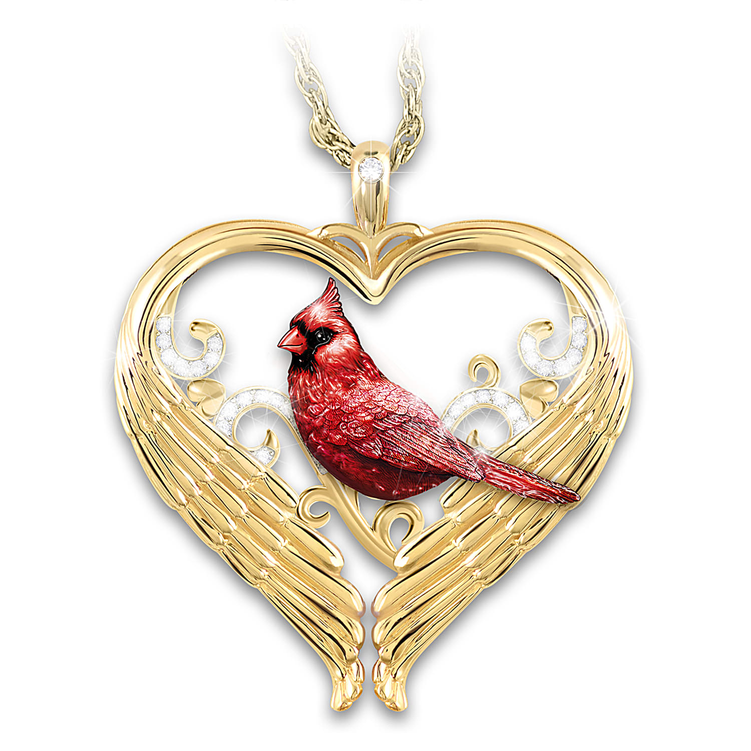 St. Louis Cardinals Glitter Heart Necklace