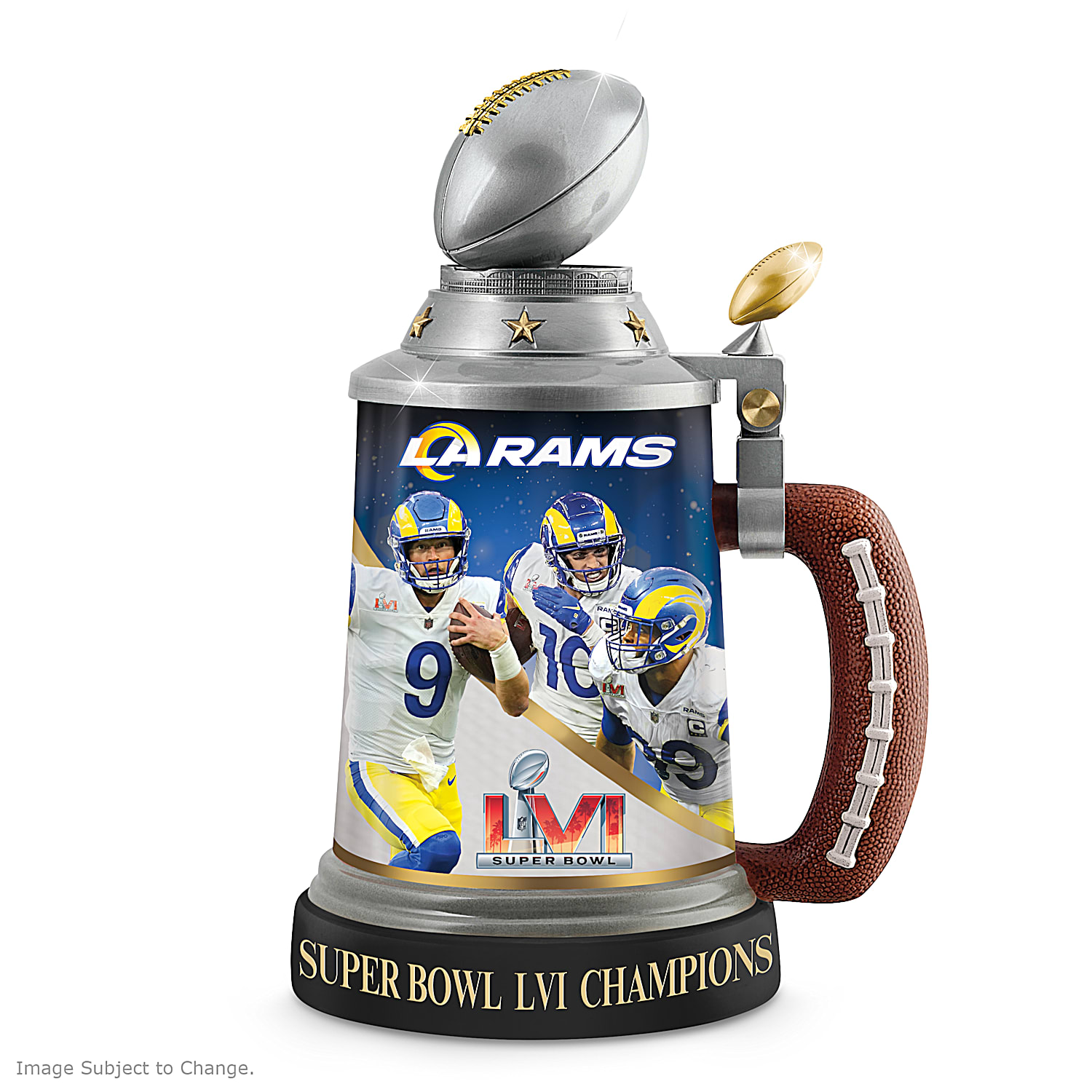 Los Angeles Rams Champions NFL Sculpture Featuring A Beveled Glass