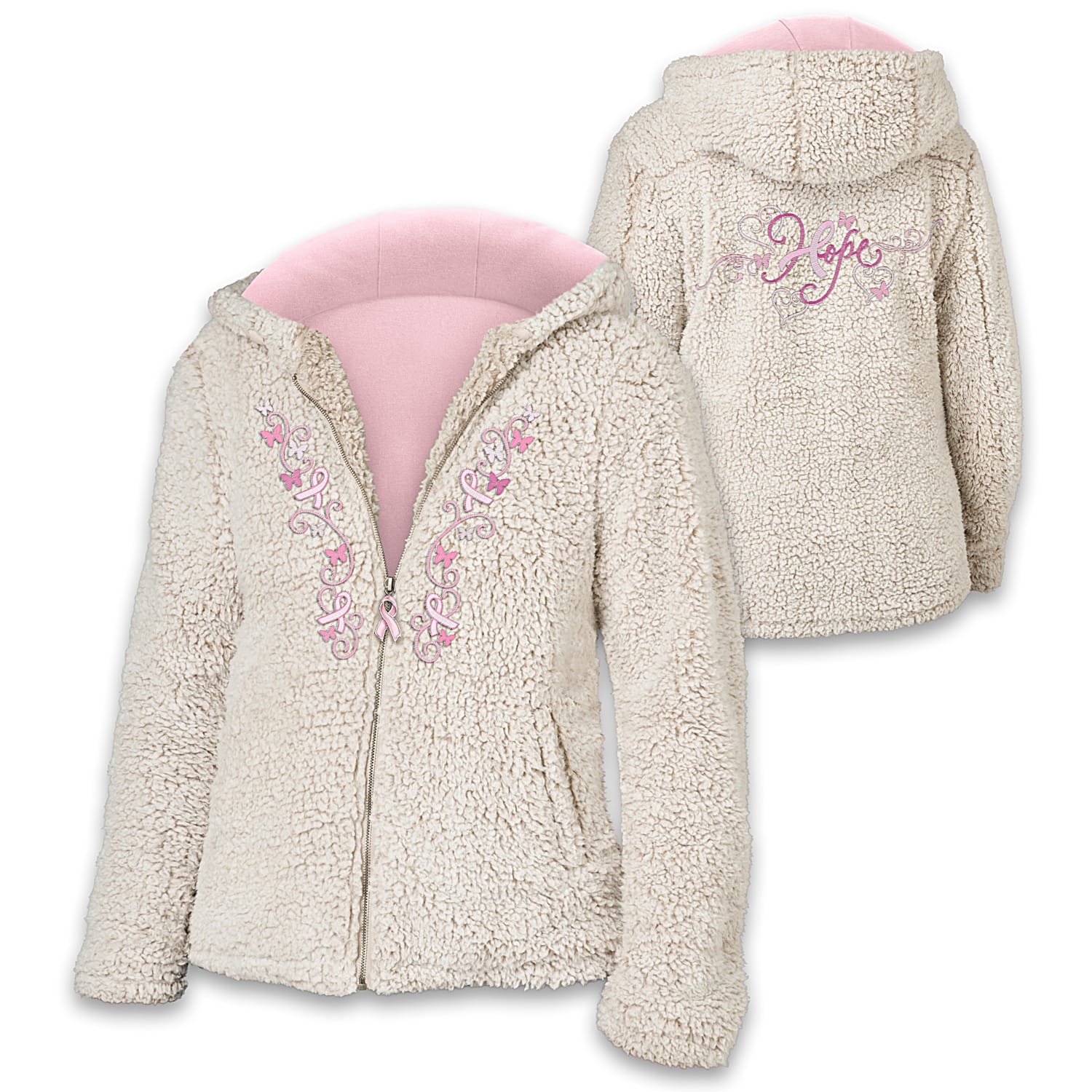 Womens pink sherpa jacket on sale