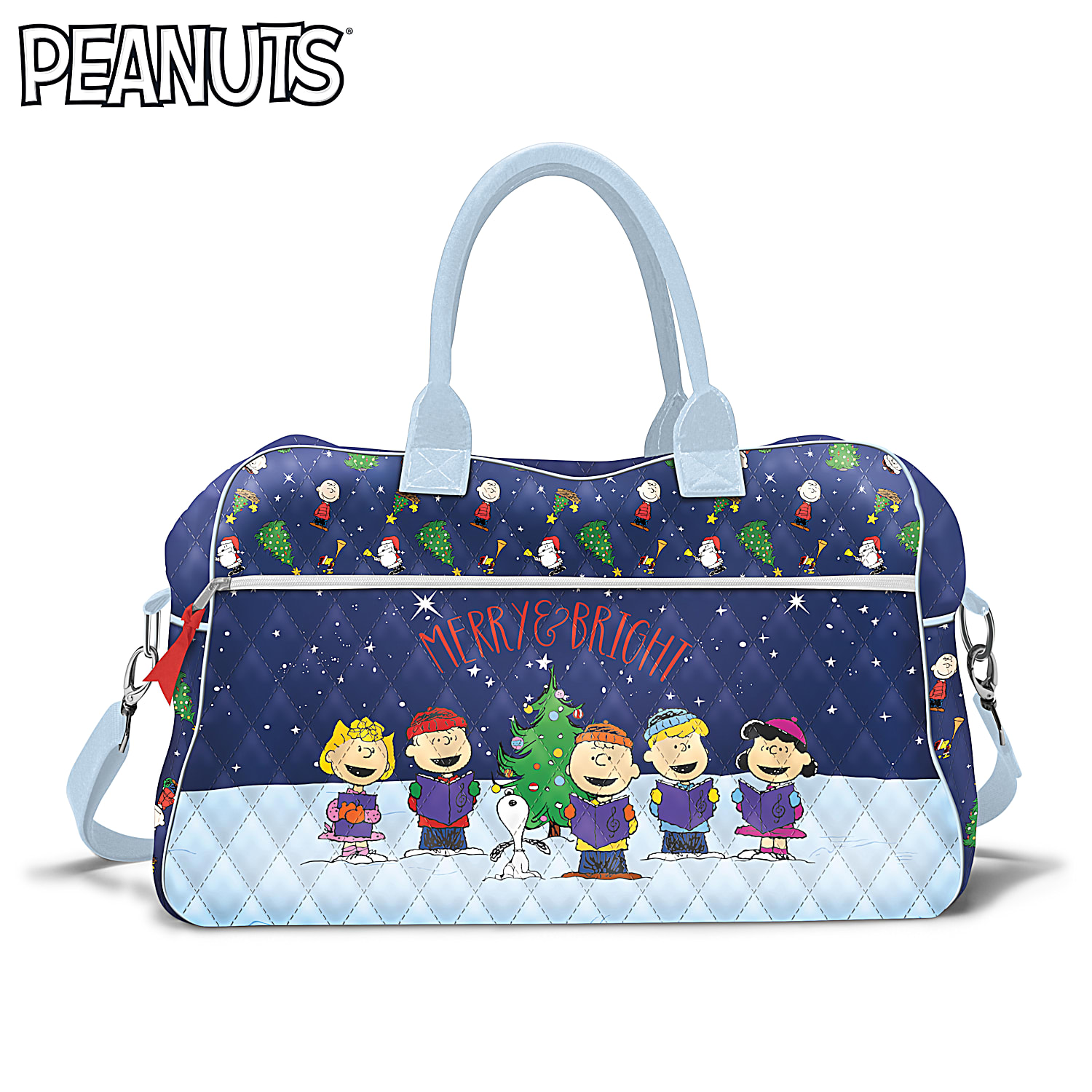PEANUTS Merry Bright Diamond Quilted Poly Twill Weekender Bag