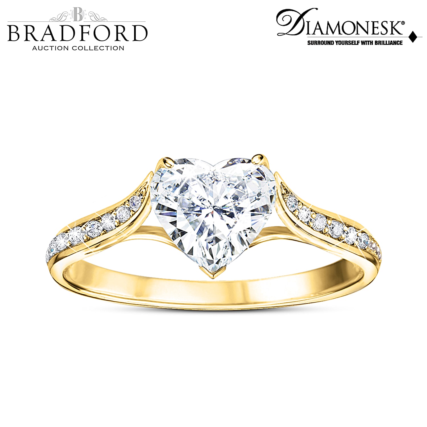 Womens Romantic 18K Gold-Plated Ring Adorned With A Heart
