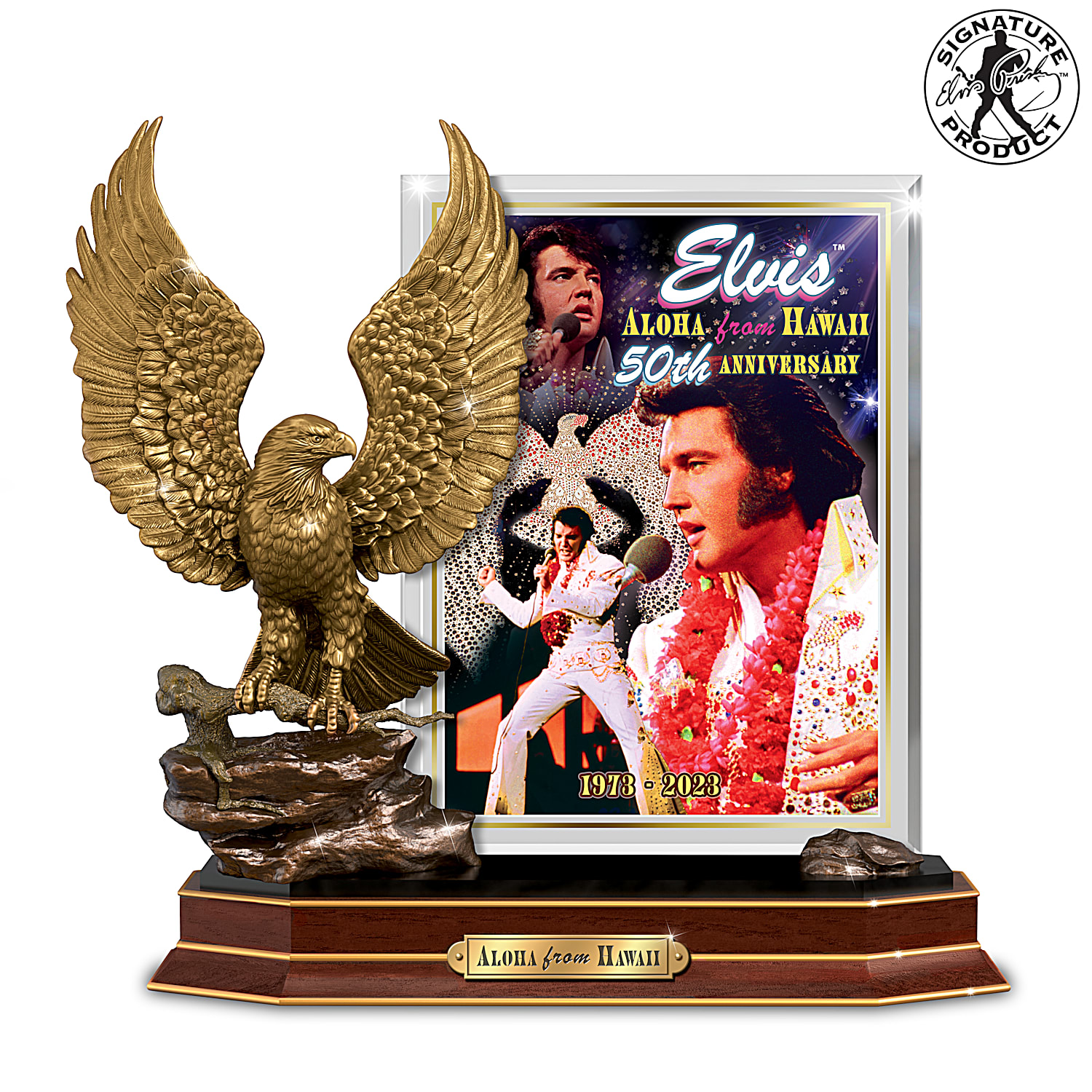 Elvis: Aloha From Hawaii Golden Eagle Sculpture & Glass