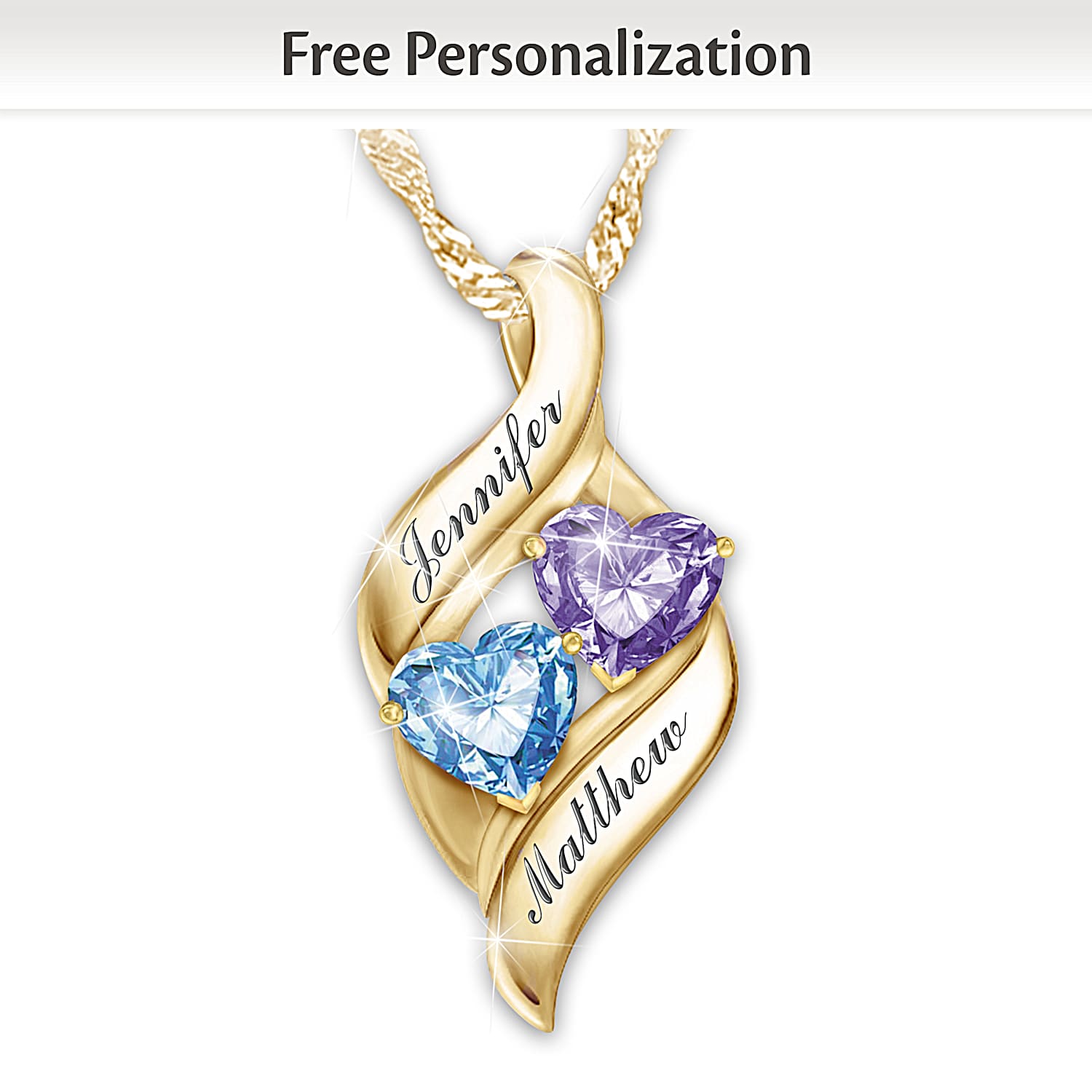 Birthstone Loving Embrace Personalized Pendant Necklace