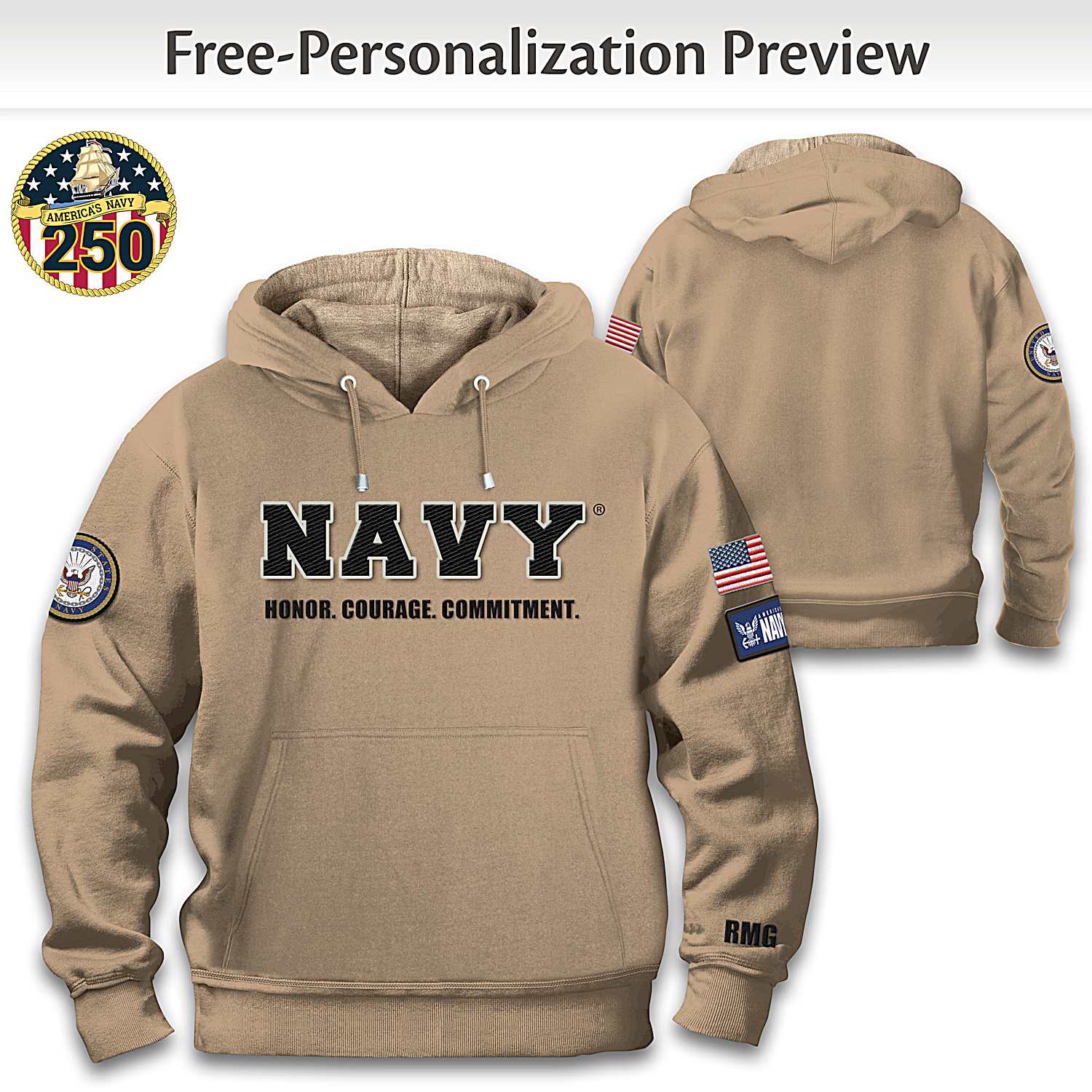 The Bradford Exchange U.S. Navy Men s Hoodie Embroidered with Your initials