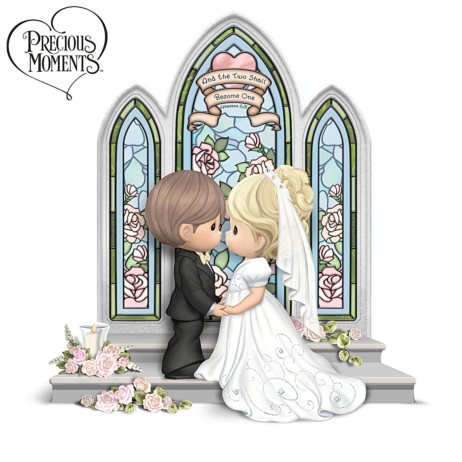 Precious Moments Illuminated Porcelain Wedding Figurine Adorned