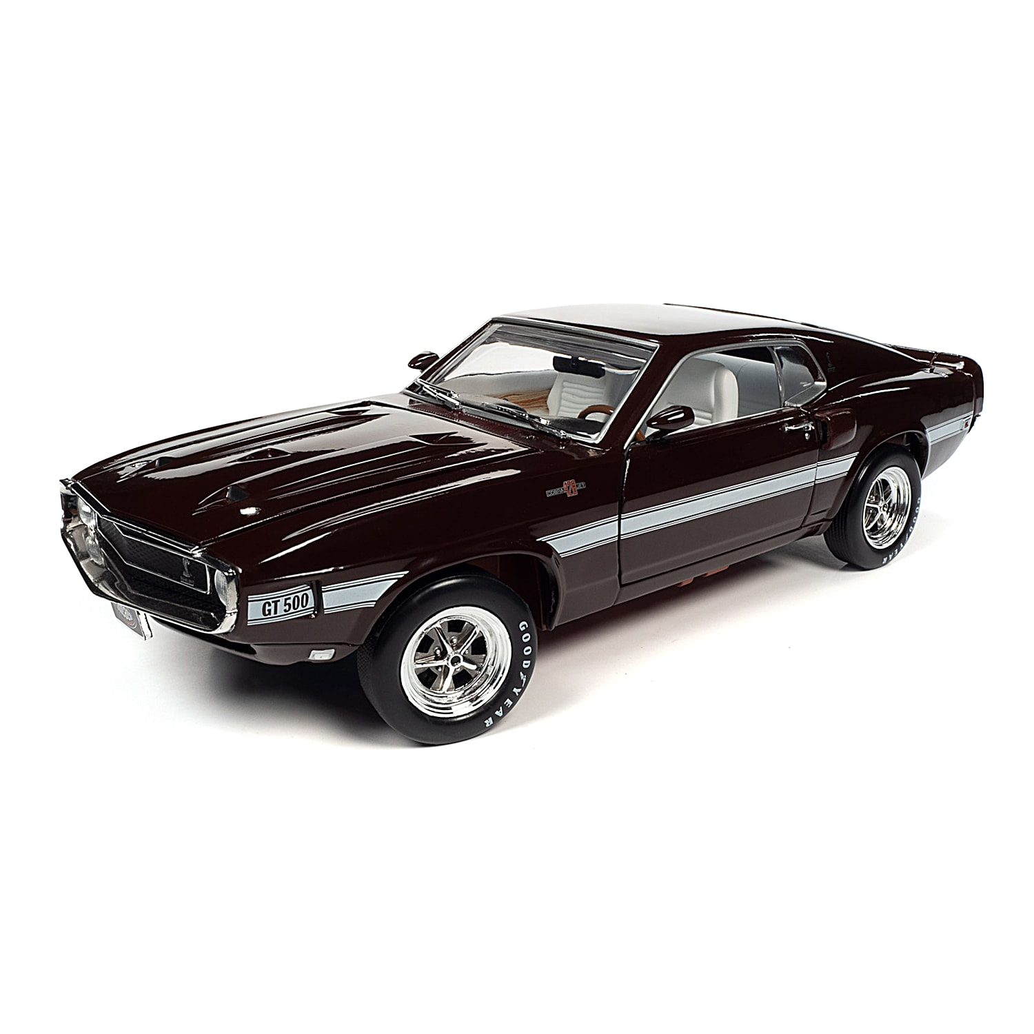 1969 Shelby GT500 Mustang 2+2 1:18-Scale Diecast Car Featuring A Royal  Maroon Finish And GT Stripes