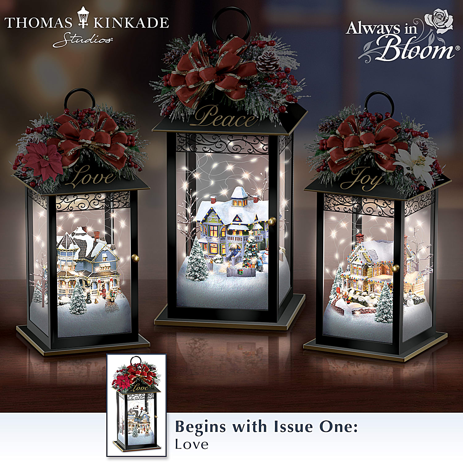 Thomas Kinkade Sparkle Of The Season Lantern Table