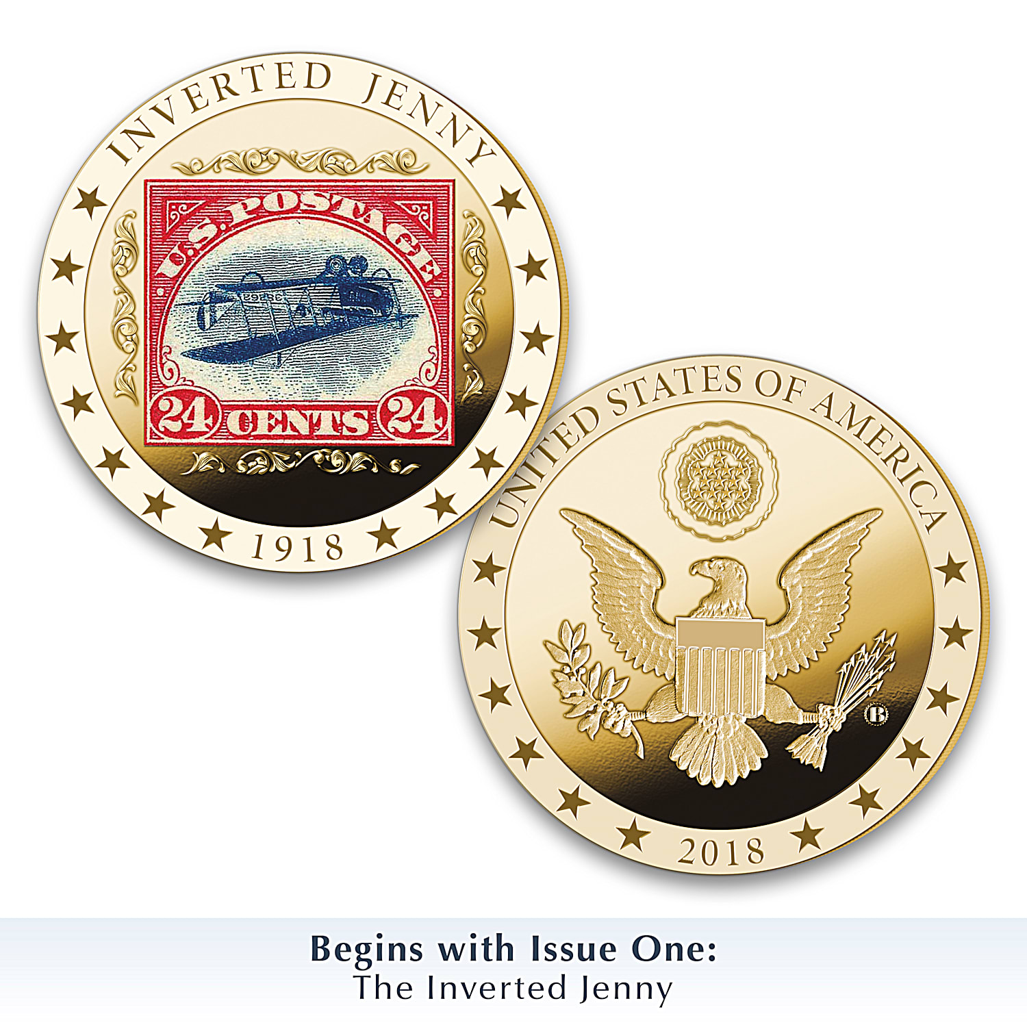 The Worlds Rarest Stamps 24K Gold-Plated Proof Coin