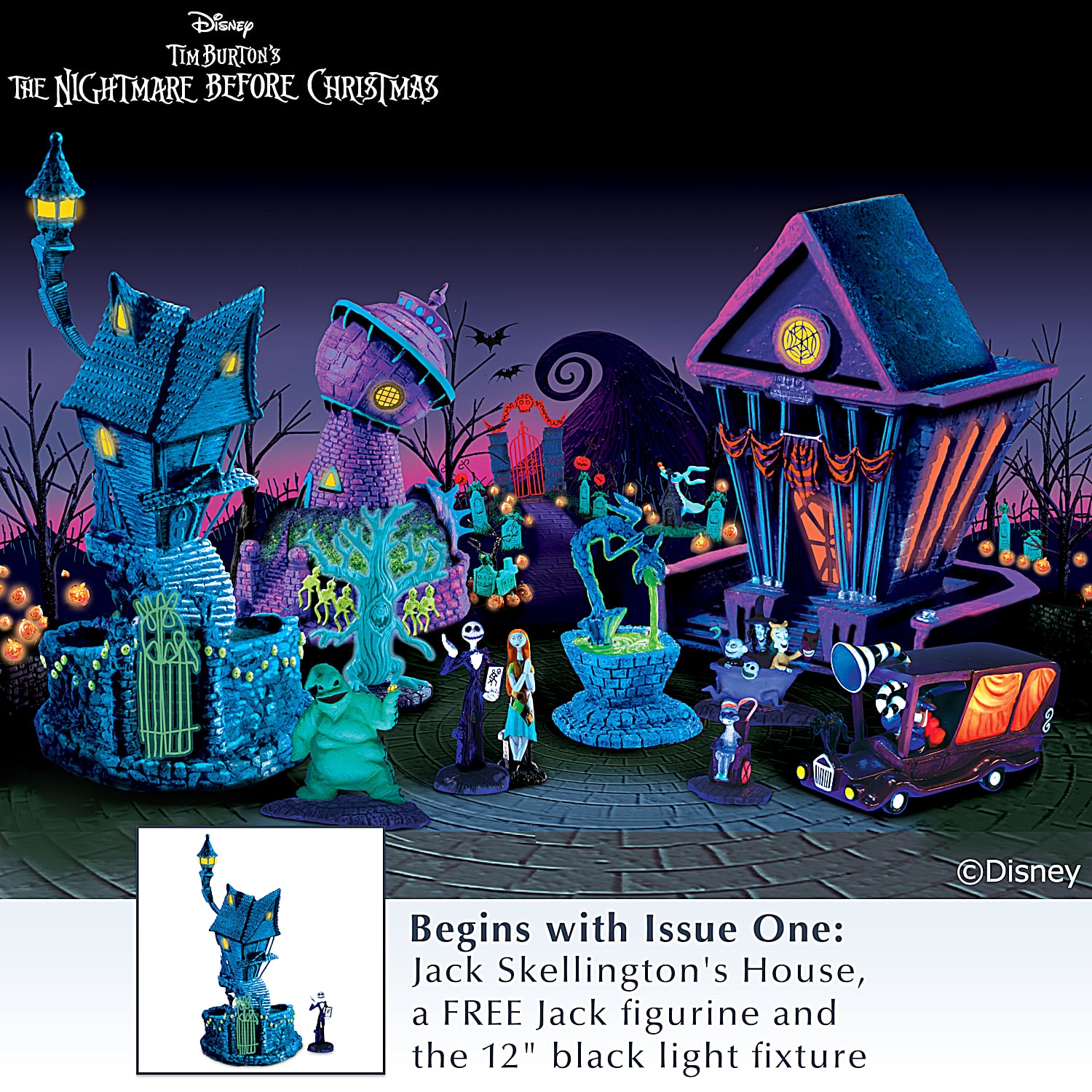 Tim Burtons Nightmare Before Christmas Hand Painted Black Light