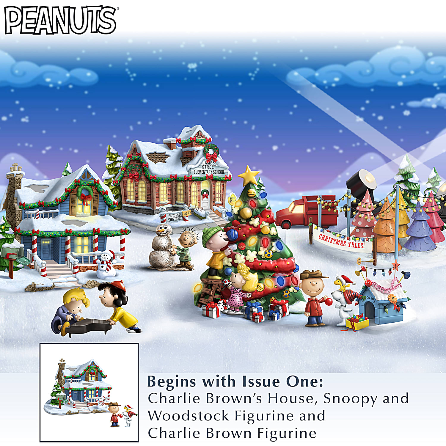 PEANUTS Hand-Painted Illuminated Christmas Village PEANUTS Hand-Painted Illuminated Christmas Village