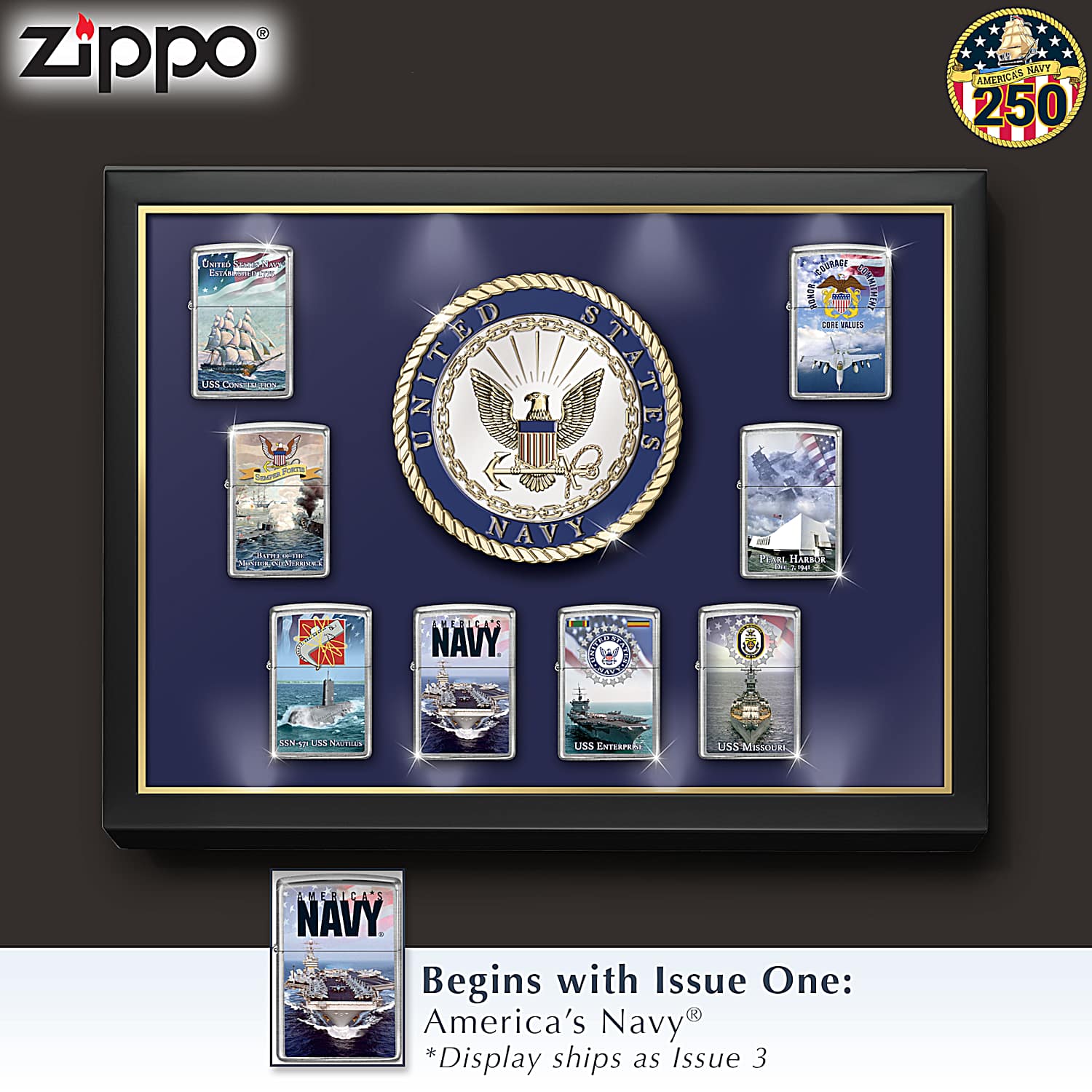 The United States Navy® Zippo® Lighter Collection With The United States Navy® Zippo® Lighter Collection With