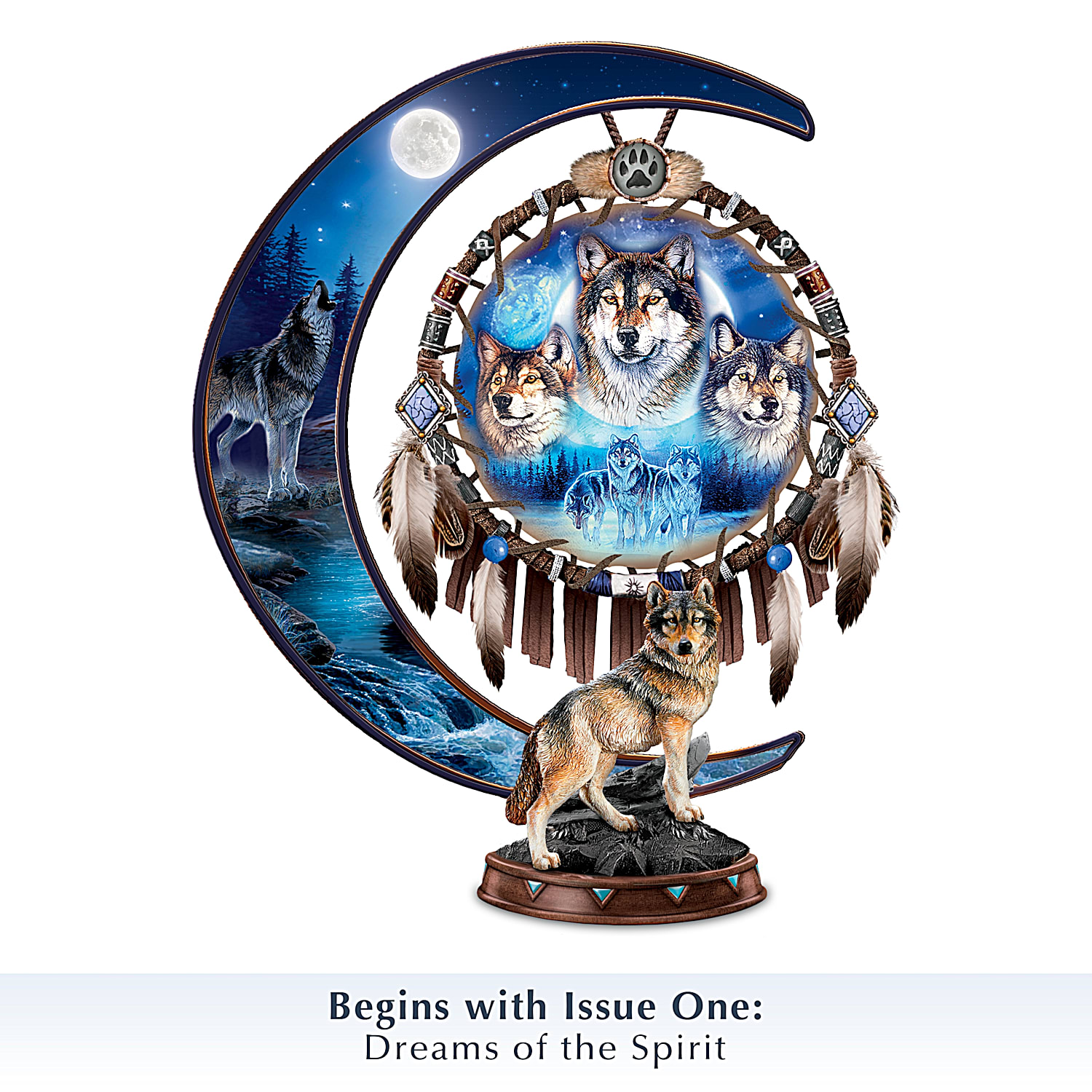 Spirit Of The Moon Glow-In-The-Dark Crescent Moon Sculpture