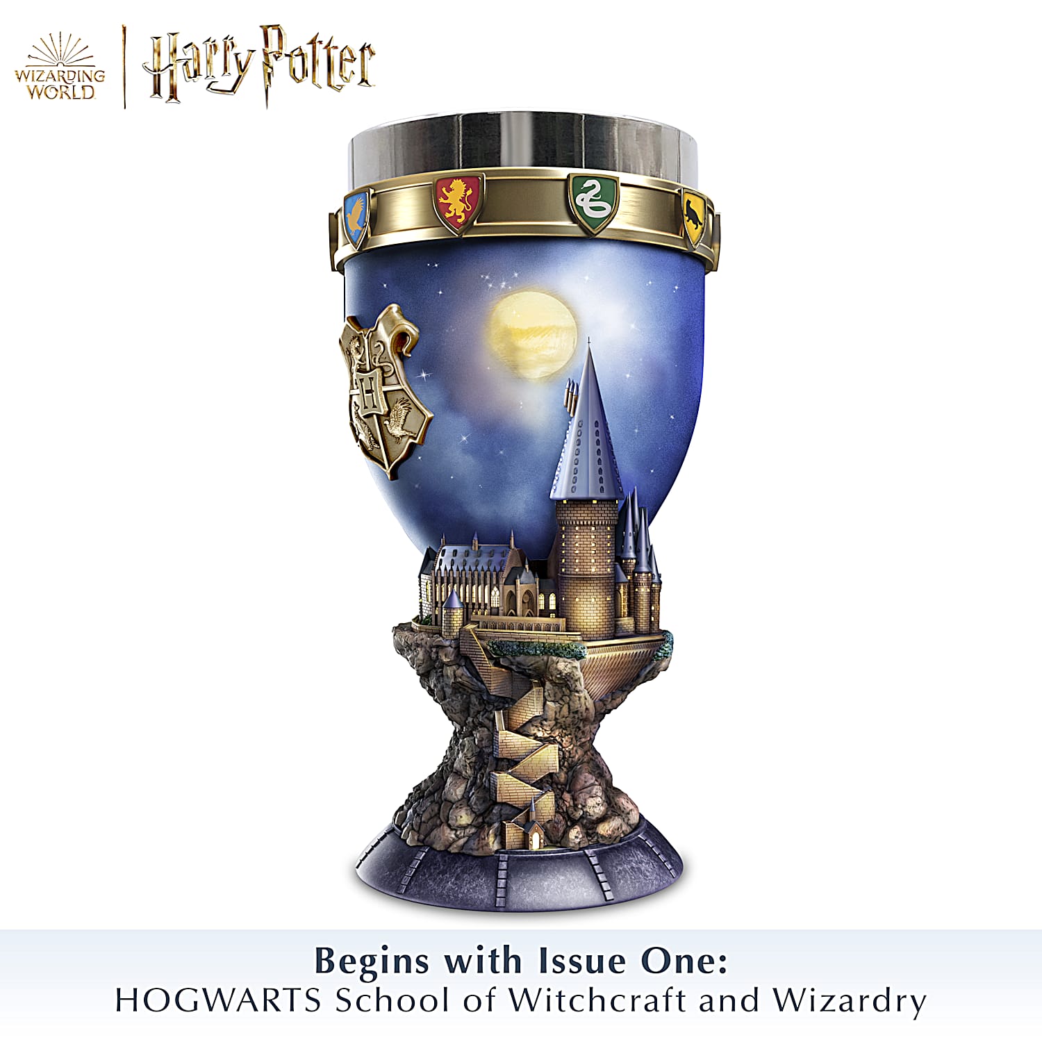 HARRY POTTER HOGWARTS Drink-Safe Stainless Steel 8.8 Oz Goblet Collection  Featuring School Seals & Emblems Of The Houses That Appear On The Cup Sides