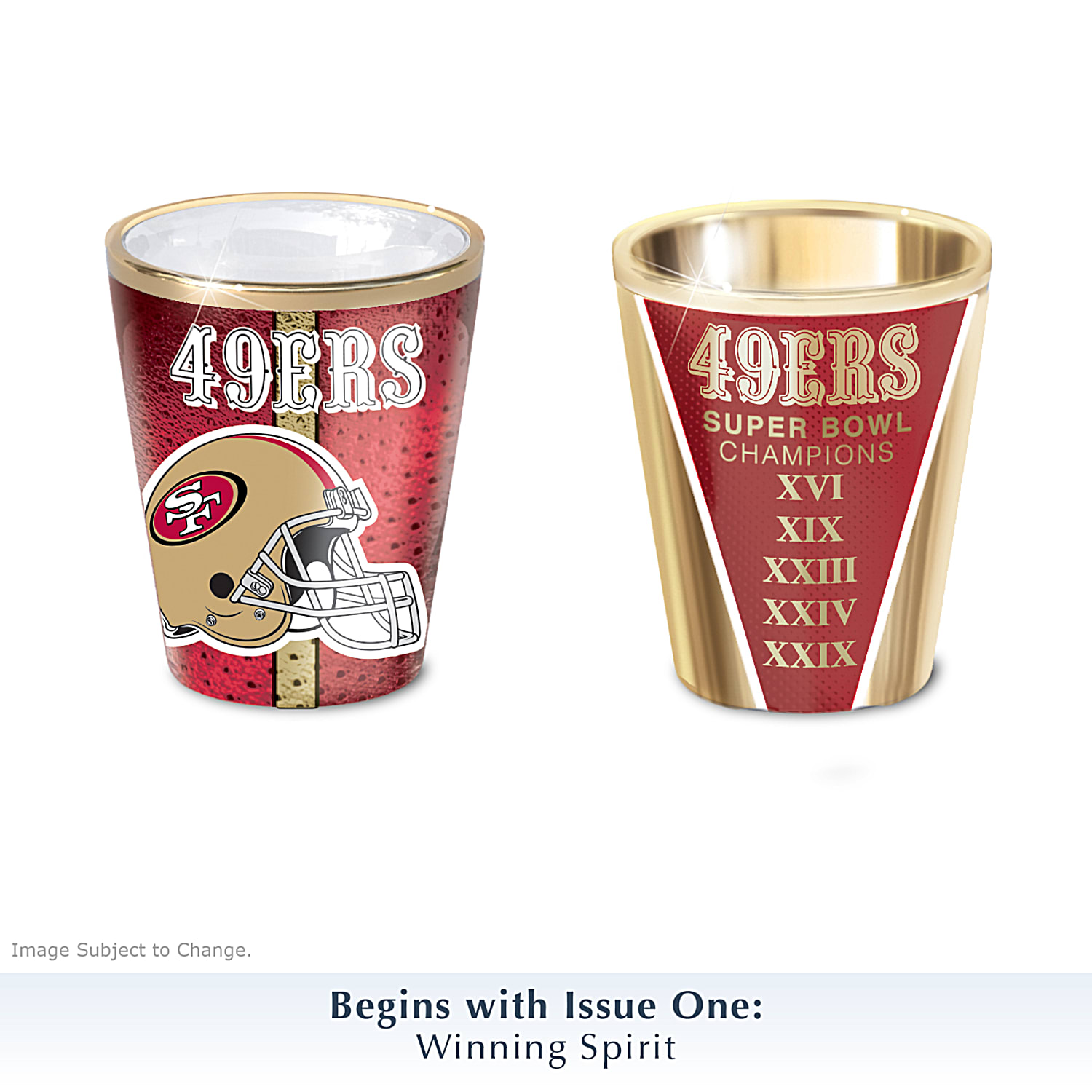 San Francisco 49ers NFL Shot Glass Collection Featuring TeamColors