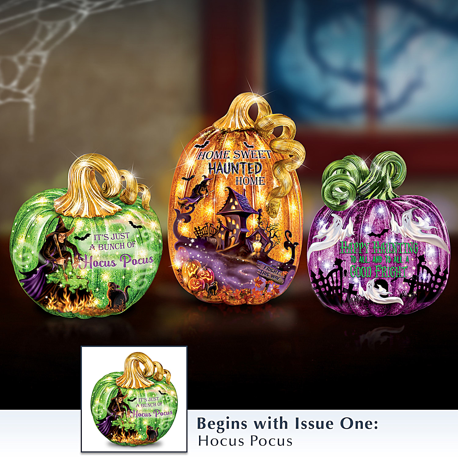 Spooky Sights And Bright Lights Illuminated Glass Pumpkin