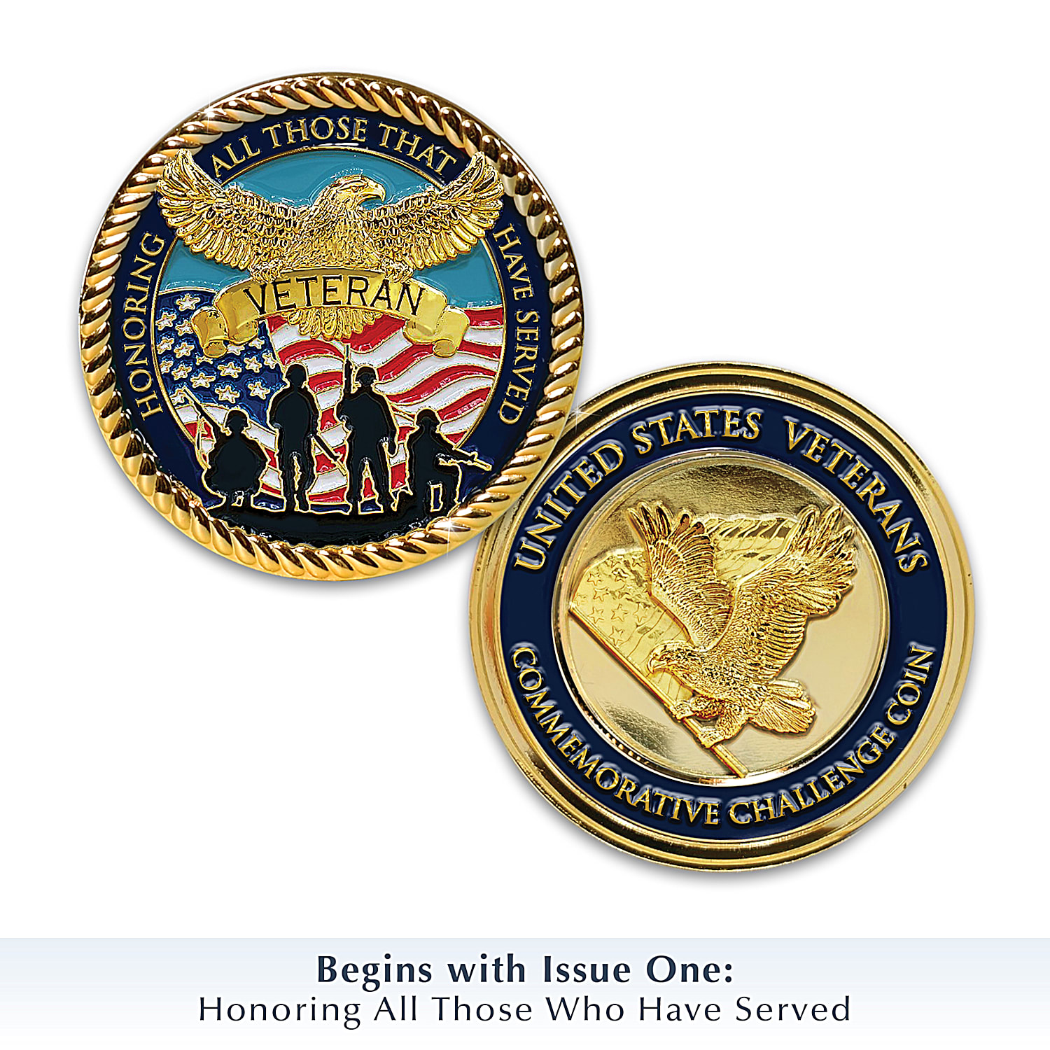 United States Veteran 24K Gold Plated Commemorative Challenge Coin