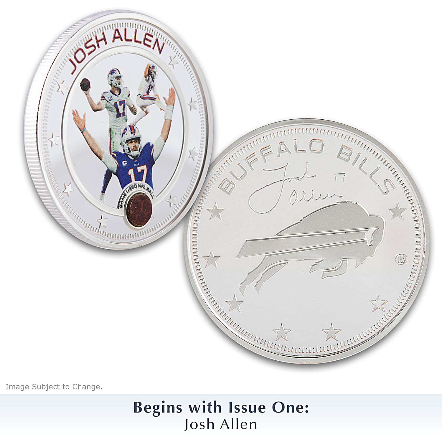 Buffalo Bills Josh Allen 99.9 Silver Plated NFL Proof Collection