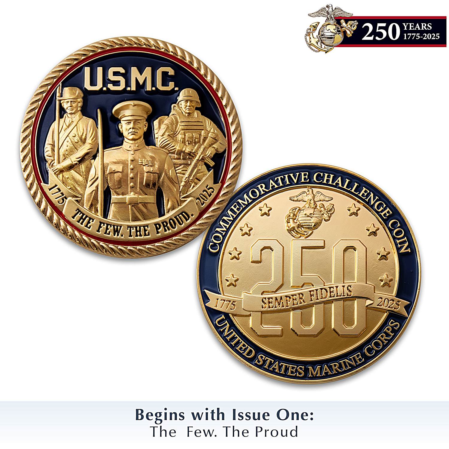 24K Gold-Plated USMC 250th Anniversary Commemorative