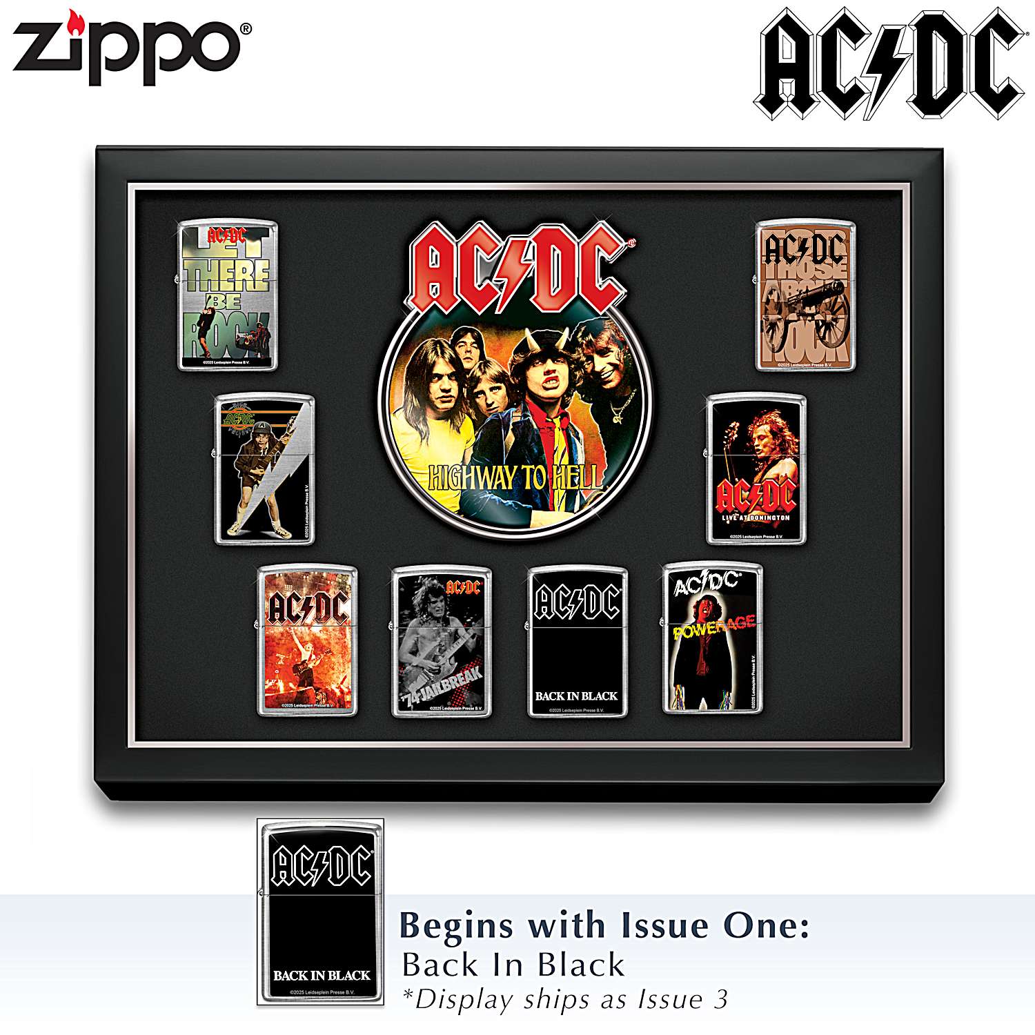 AC/DC Zippo® Lighters Adorned With Album Cover Art And Comes