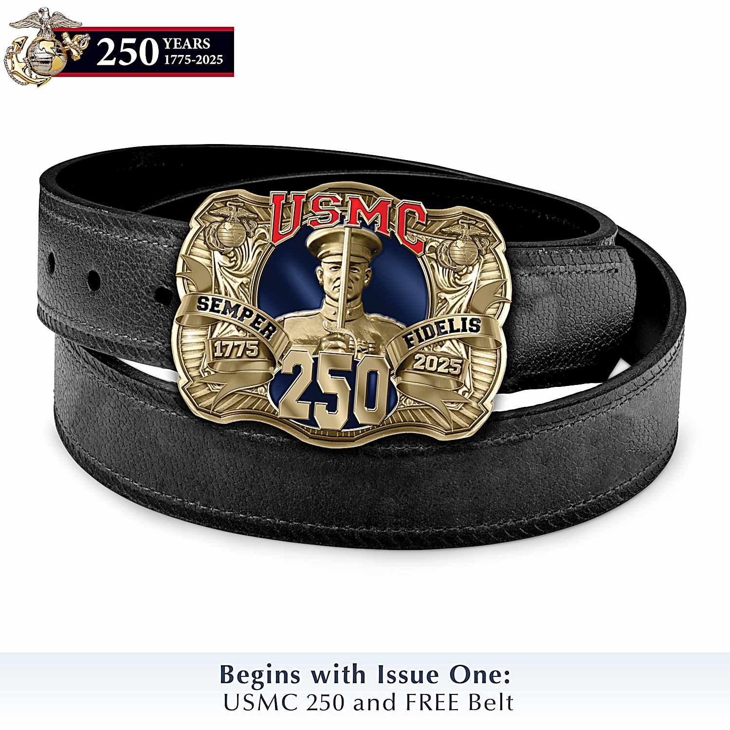 U.S. Marine Corps Metal Belt Buckle Collection With Enamel