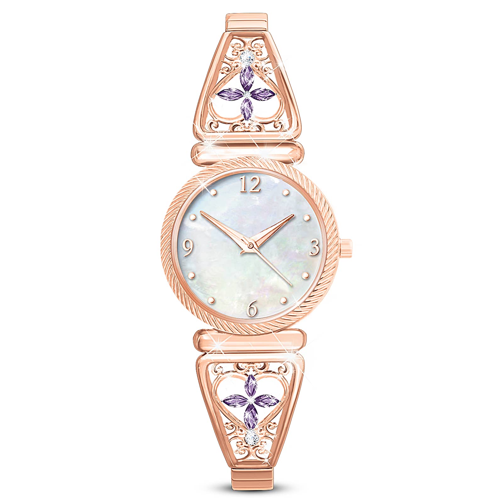✔Rose Gold Watch with Crystals & Mother of Pearl Face Petite Pearl - Small Women main image 4