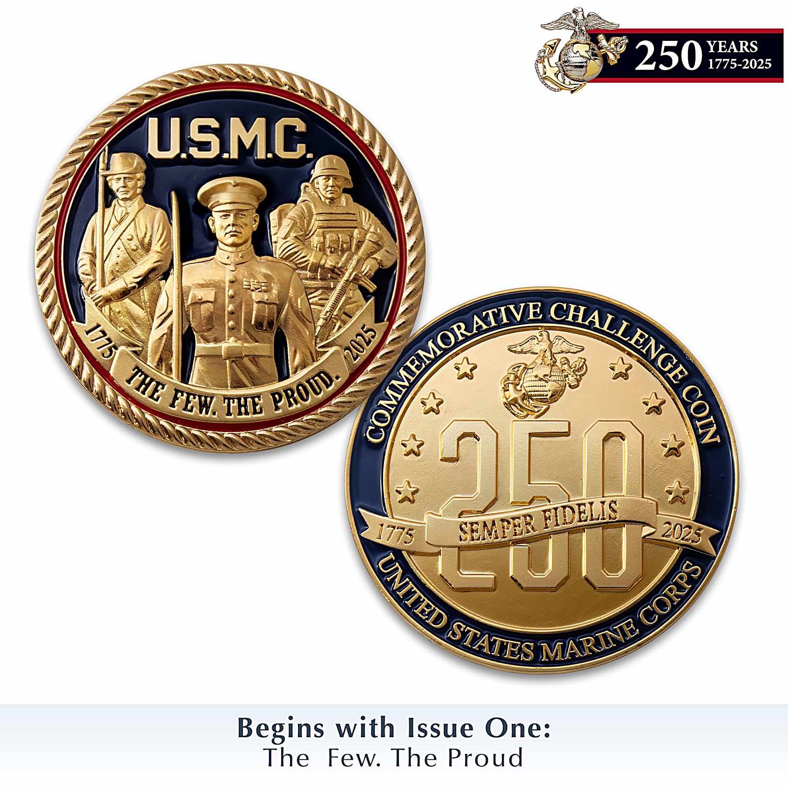 USMC 250th Anniversary Tribute Challenge Coin Collection