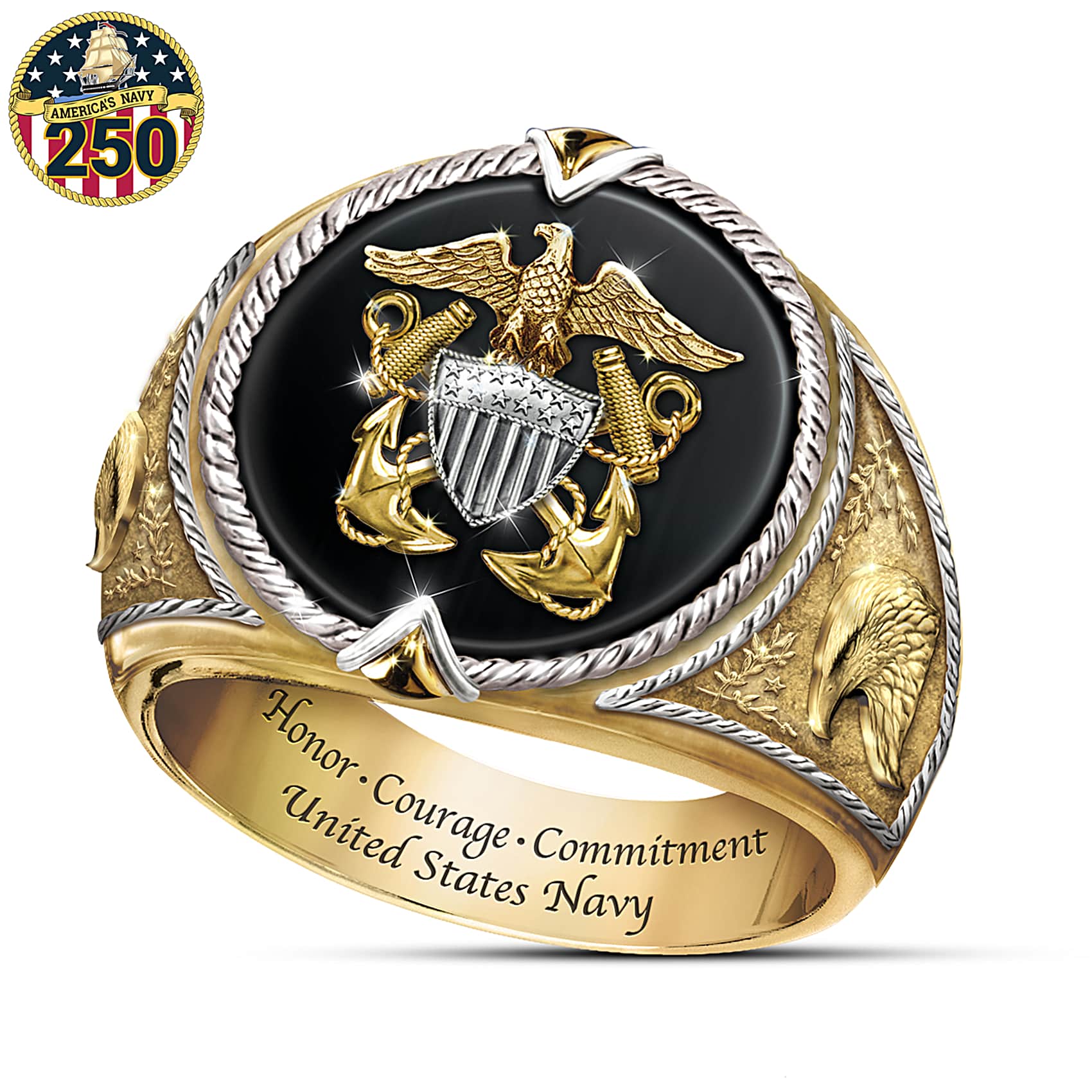 Ring: Honor, Courage And Commitment U.S. Navy Tribute Ring