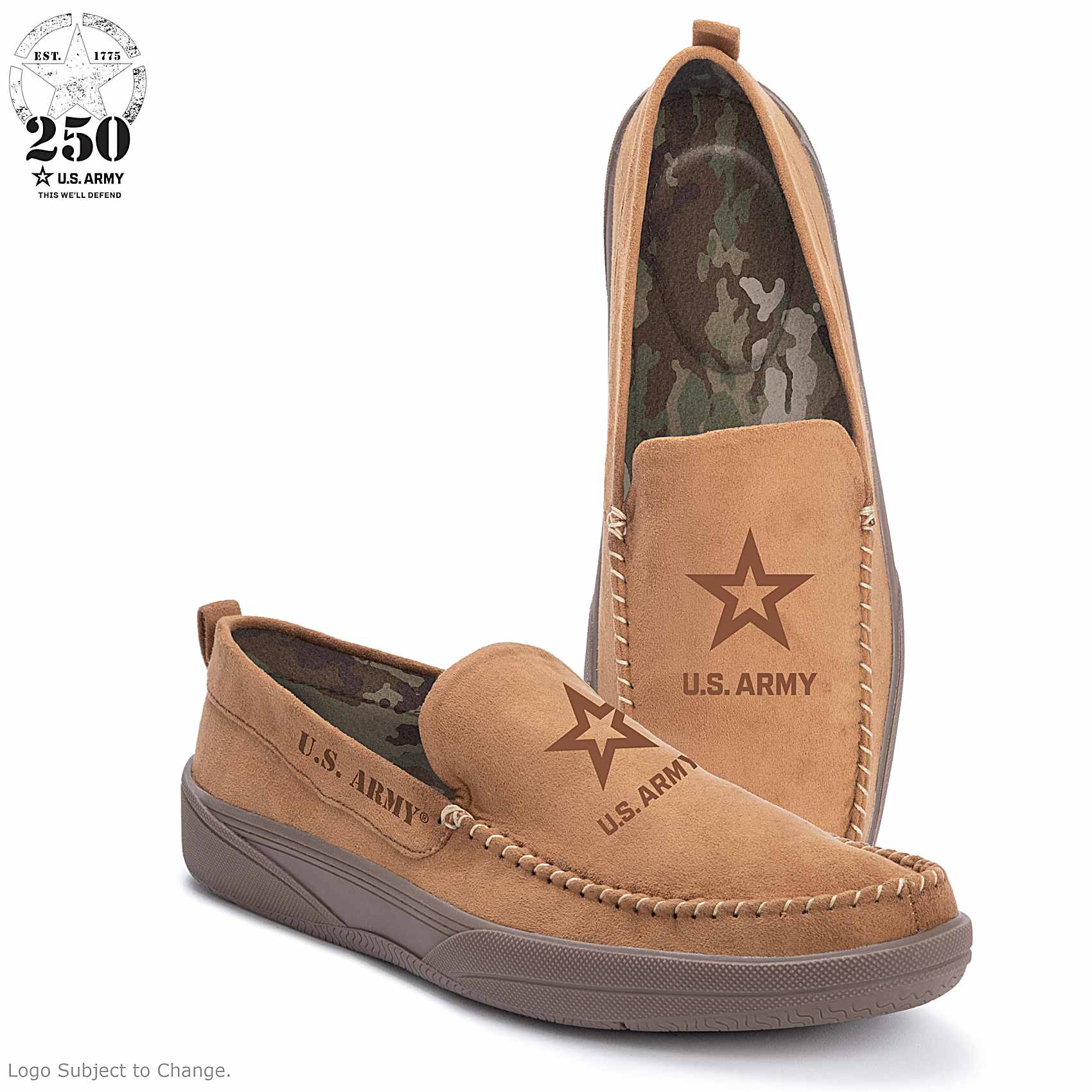 Army Pride Mens Faux Suede Slip-On Shoes Featuring An Embossed