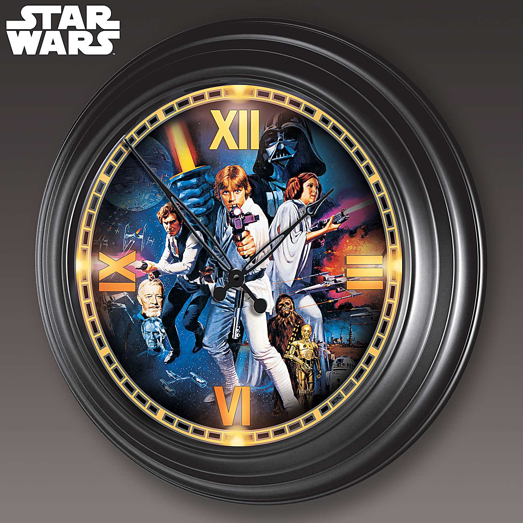 STAR WARS 14-Inch Diameter Round Illuminated Outdoor Sleek Black