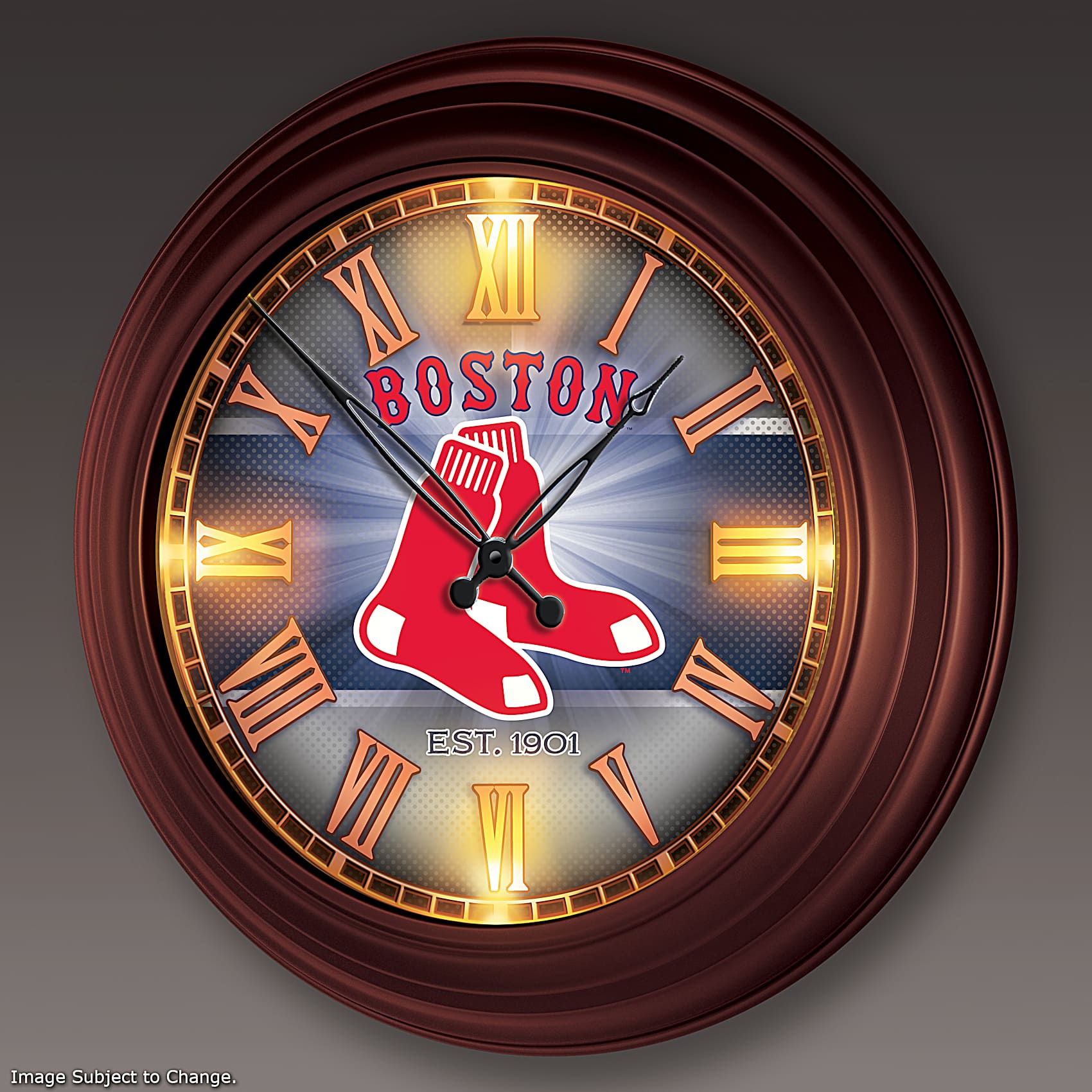 Boston Red Sox MLB Outdoor Illuminated Atomic Wall Clock  display picture 1