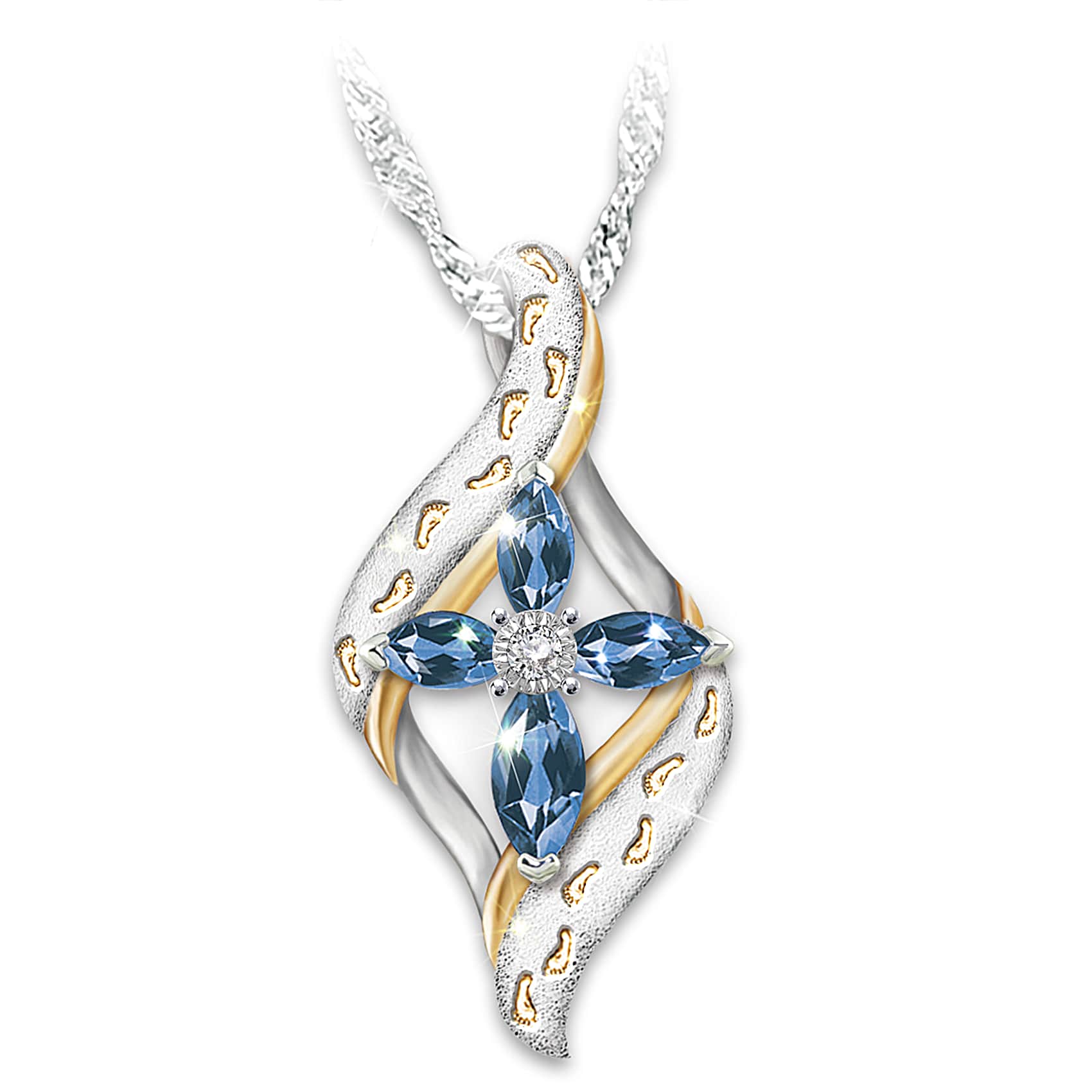 アールヌーボー 9ct ペンダント ブルー天然石 ブルーガラスの