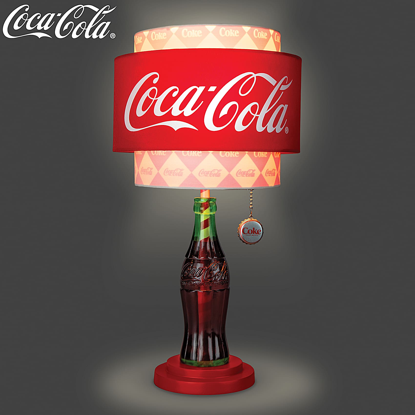 COCA-COLA Lamp Featuring A Bottle Column, Bottle Cap Pull Chain