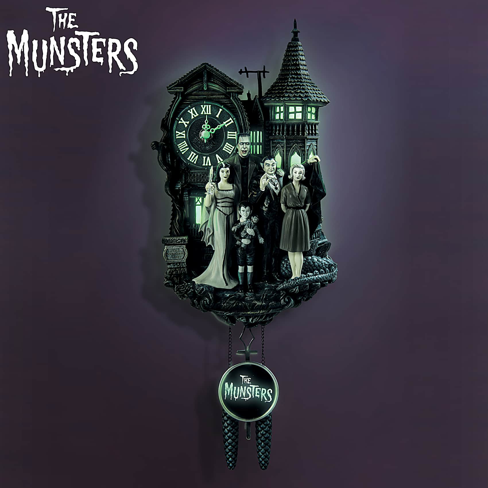 Glow-In-The-Dark The Munsters Sculpted Cuckoo Clock Featuring