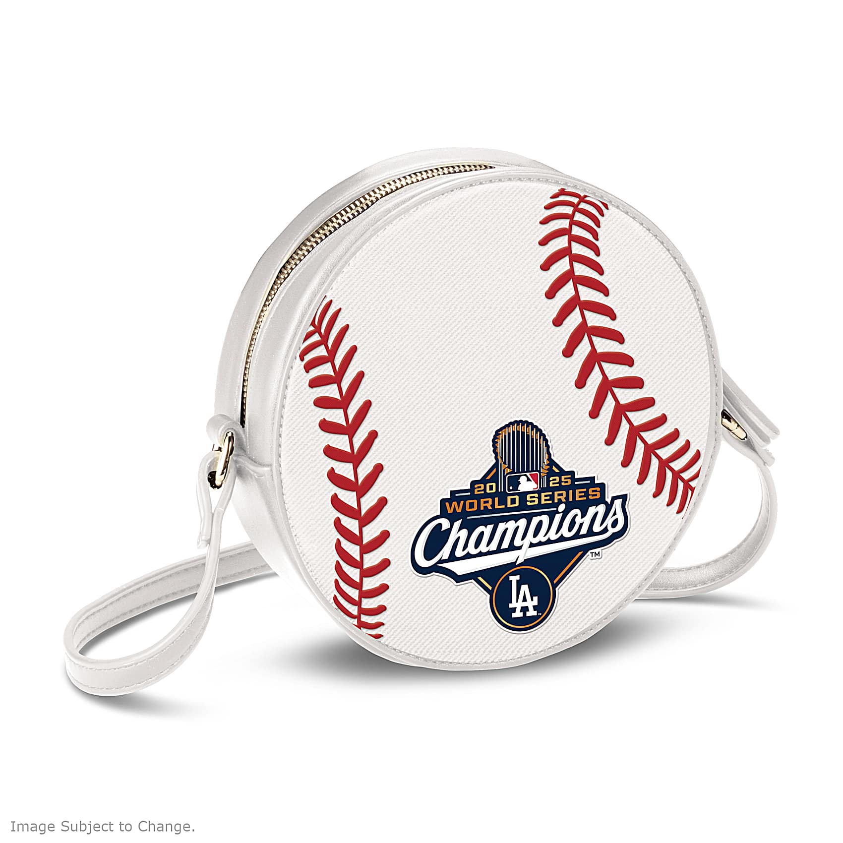 Los Angeles Dodgers Faux Leather MLB Baseball-Shaped Handbag With