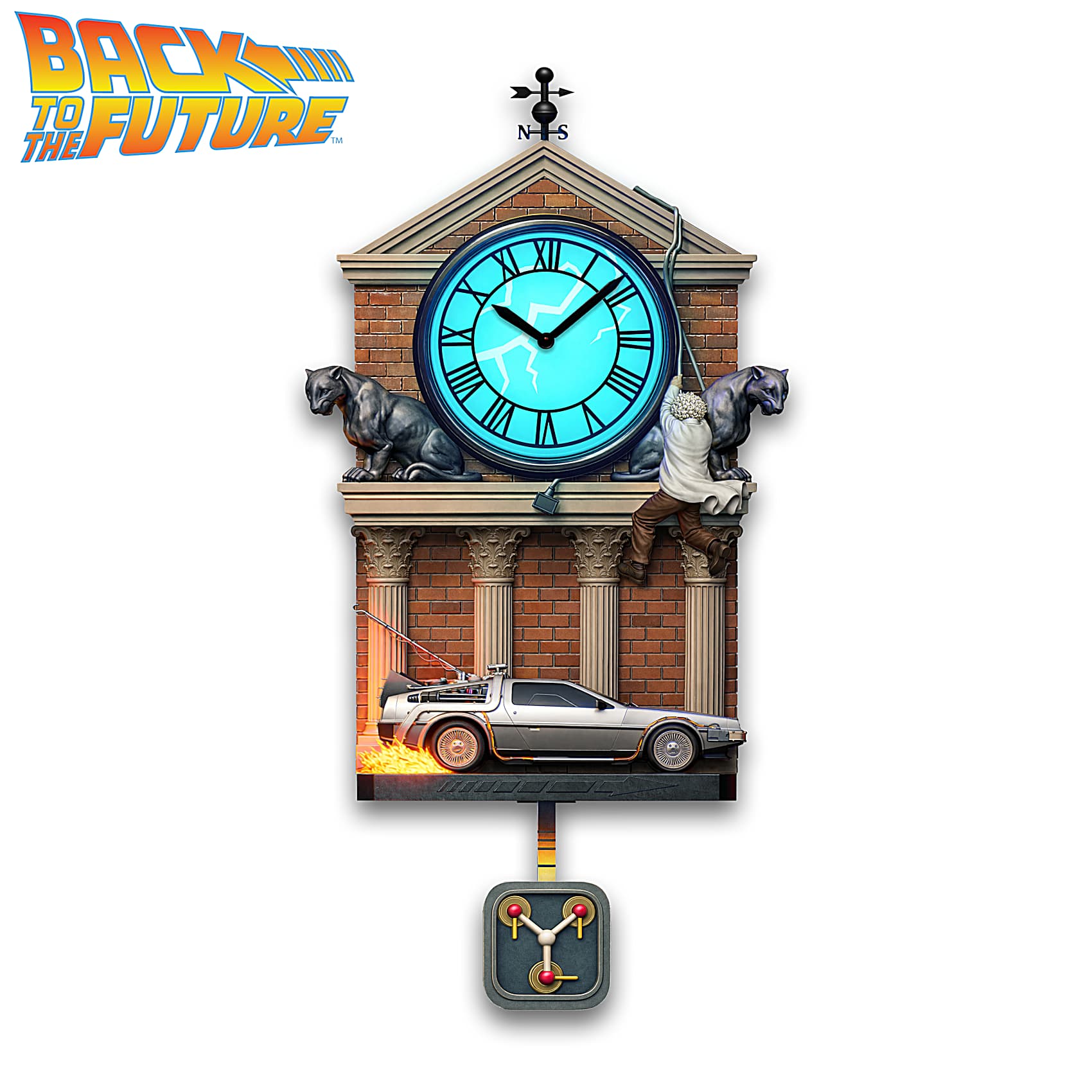 Back To The Future Illuminated Wall Clock With Doc Brown, Time
