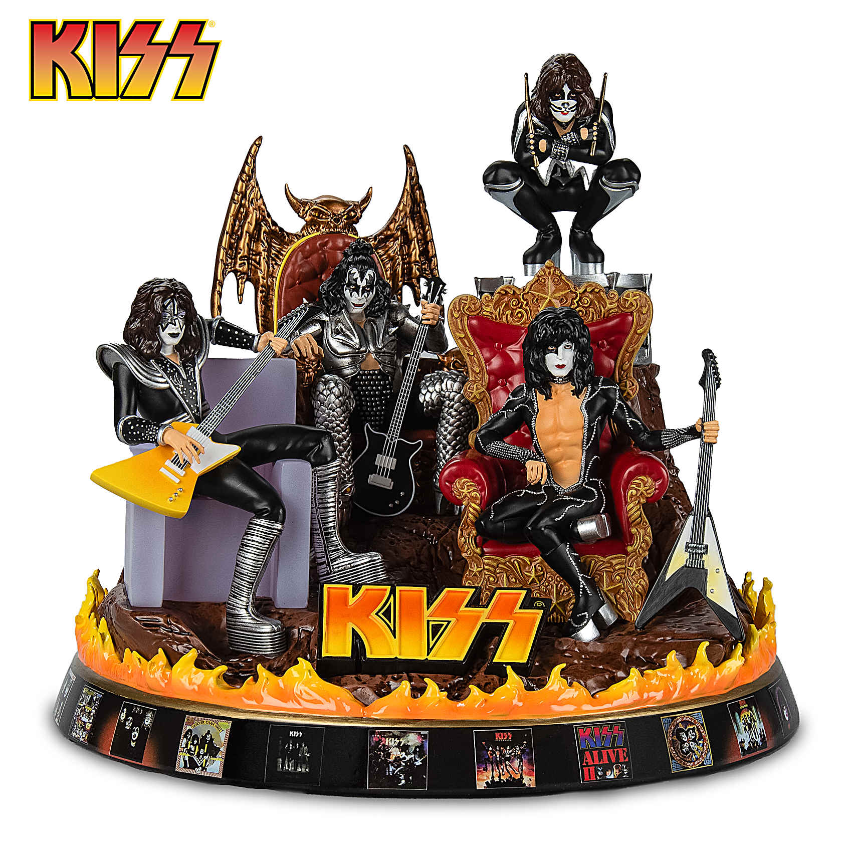 Illuminated KISS Sculpture With Hand-Painted Metallic Finishes And
