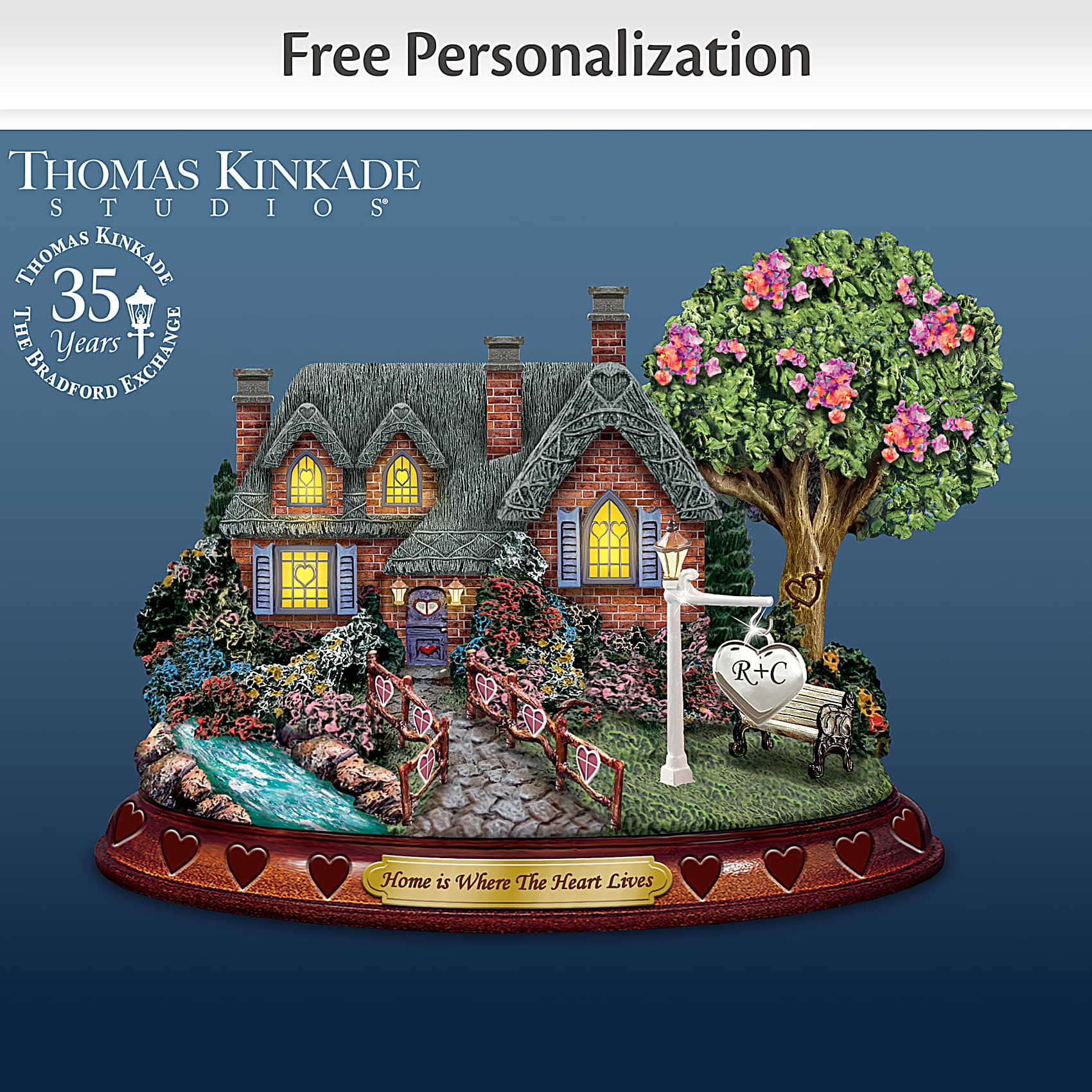 Thomas Kinkade Studios Illuminated Cottage Sculpture With Heart