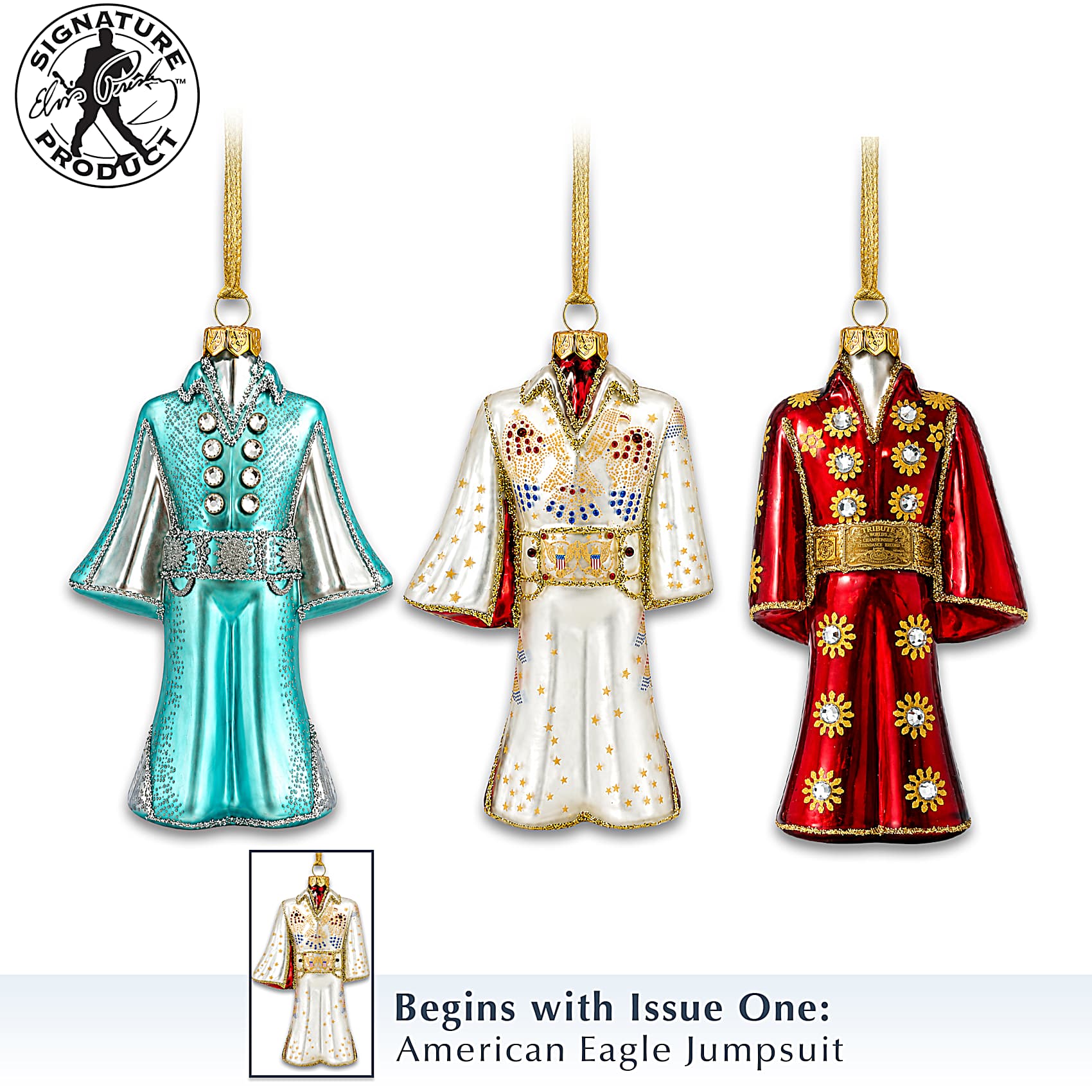 Hand-Painted Blown Glass Ornaments Featuring Elvis Presleys