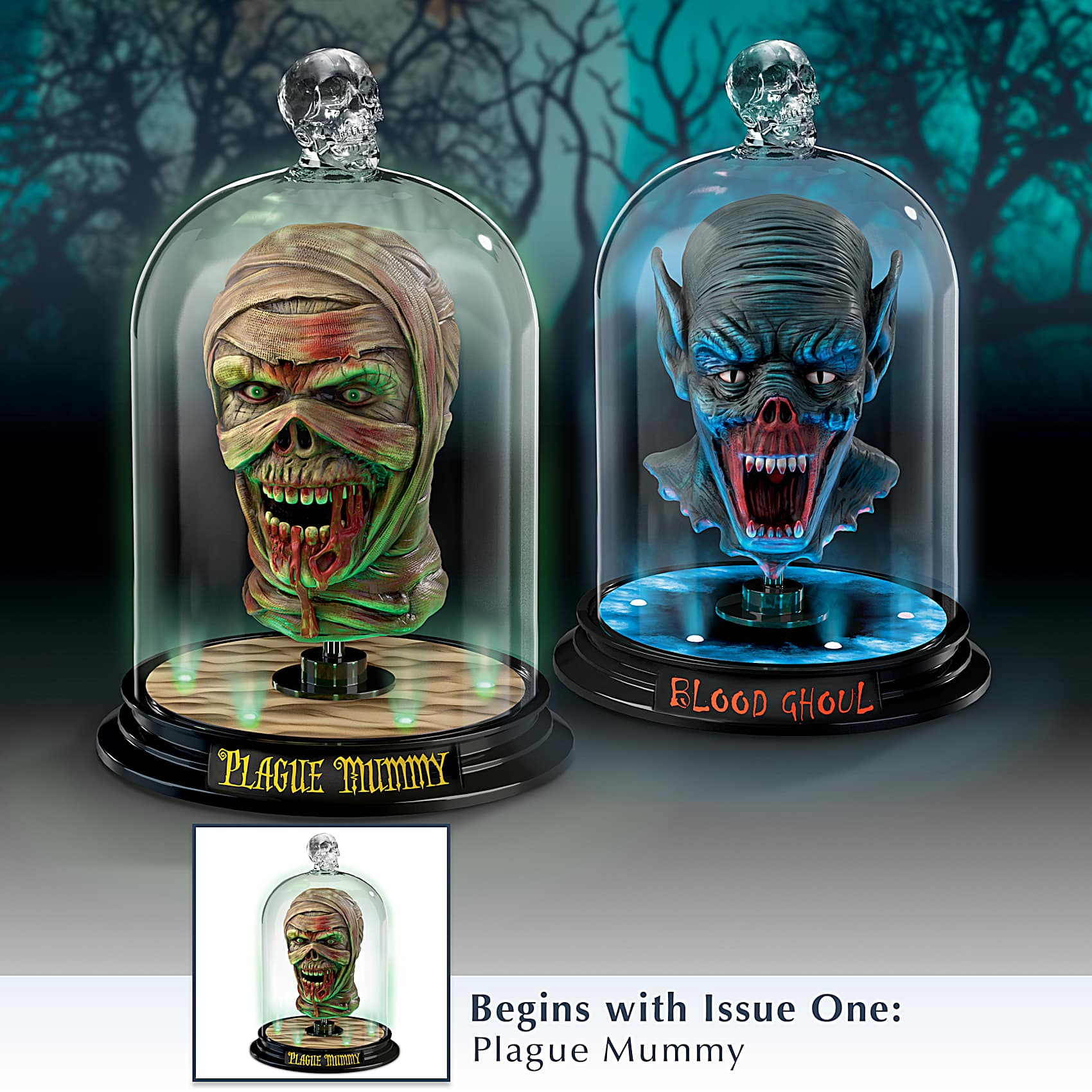 Heads Of Horror LED Illuminated Sculpture Collection Featuring