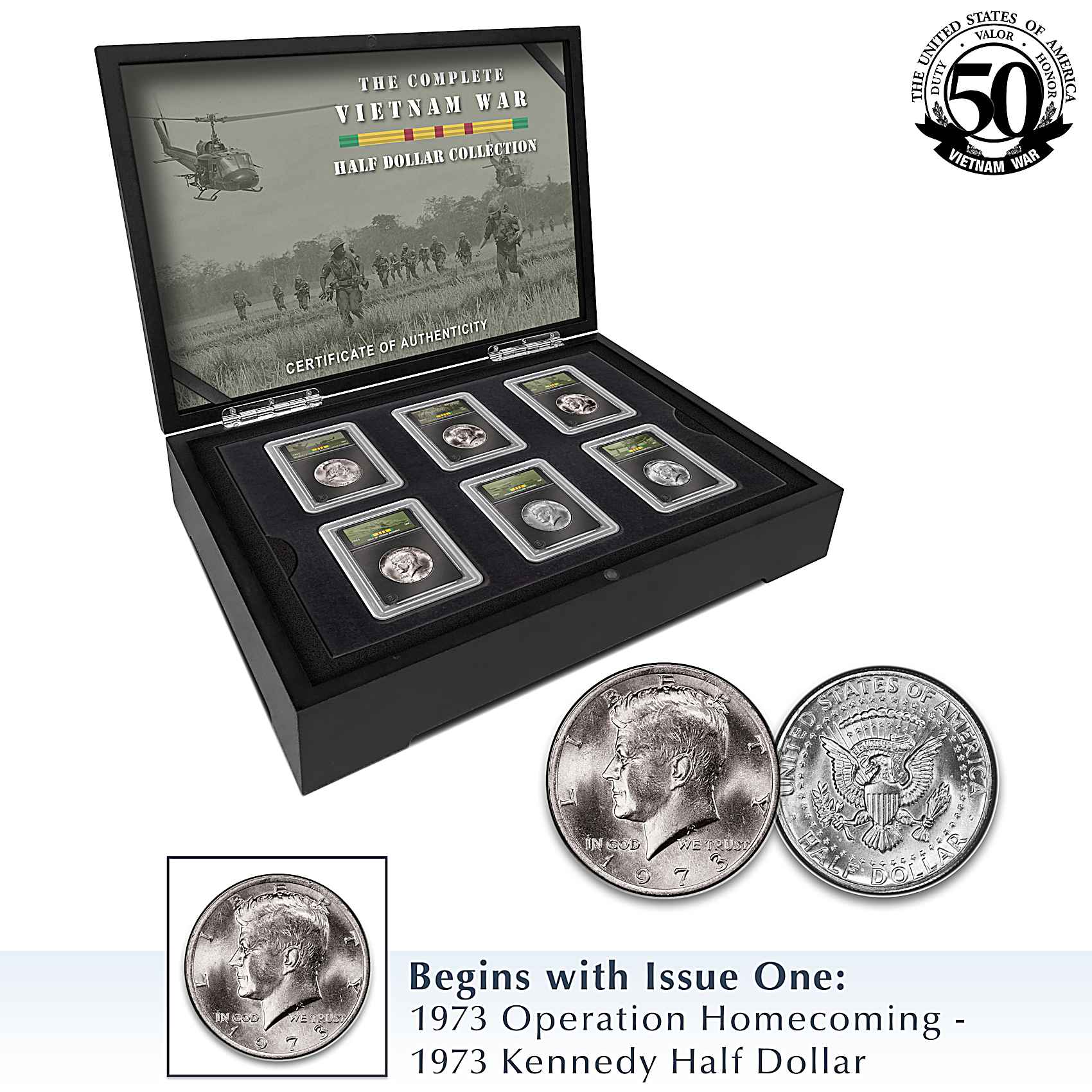 Vietnam War Half Dollar Coin Collection Featuring Franklin Half