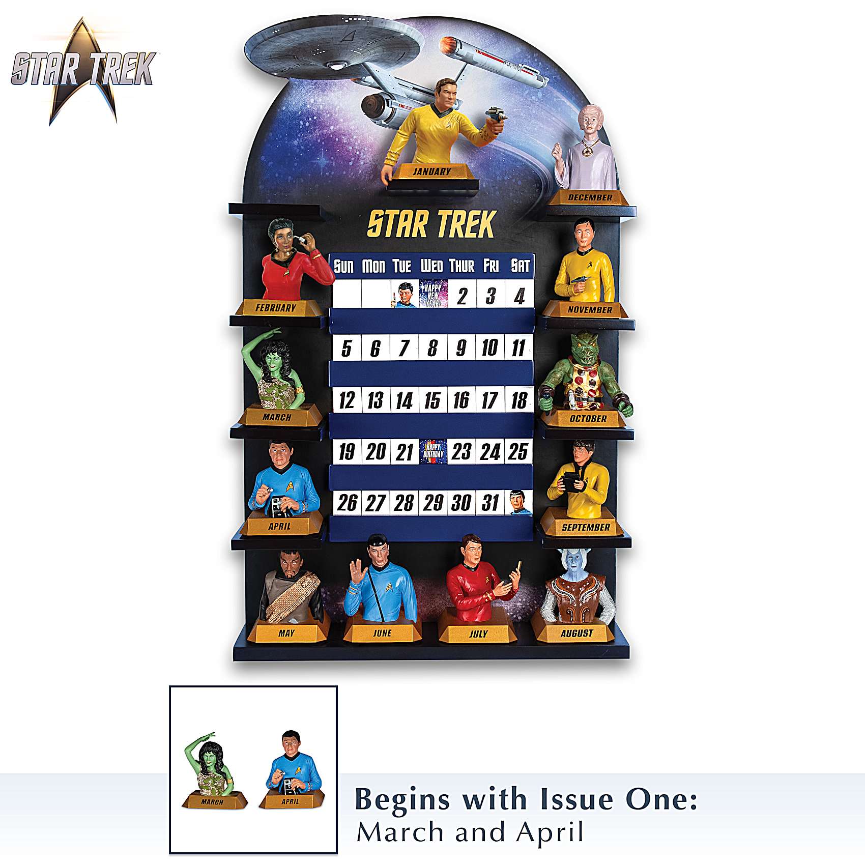 Star Trek カレンダー 8冊セット STAR TREK Perpetual Calendar With 12 Character Sculptures, Date